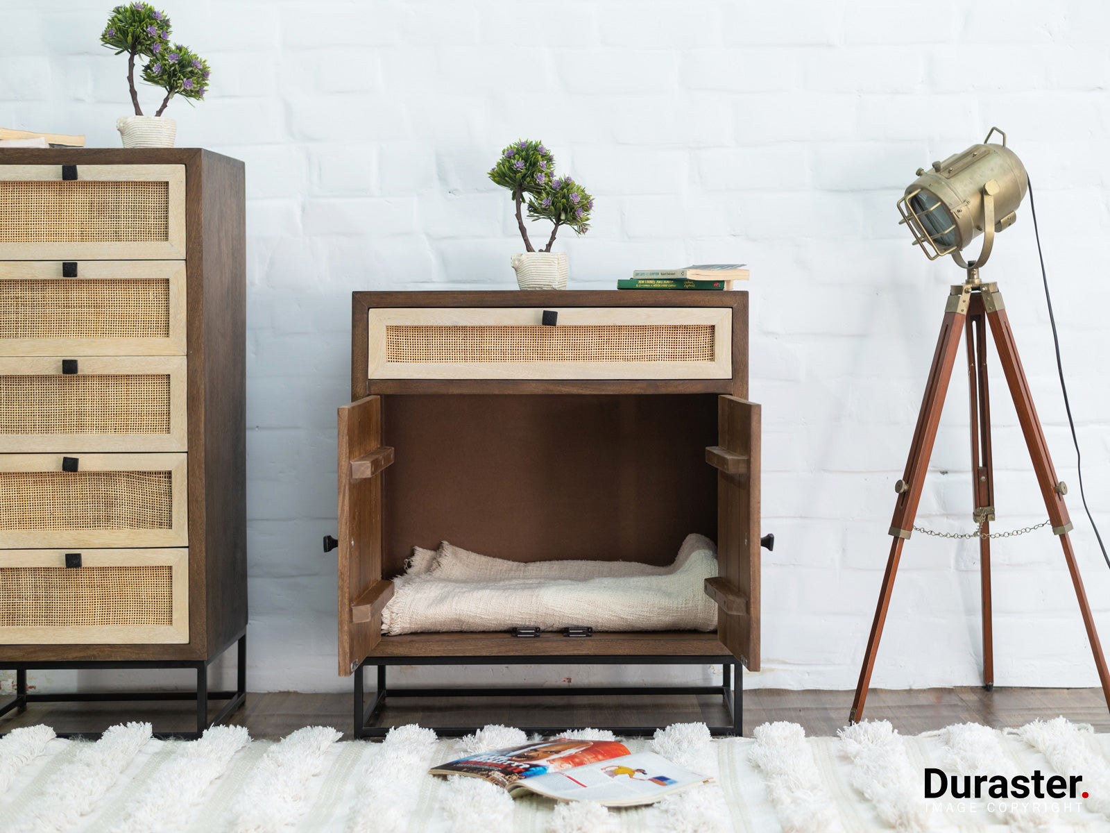 Duraster Irish Sideboard Cabinet With Cane Work #1 - Image 3