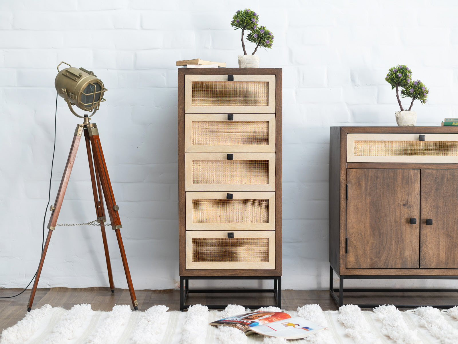 Duraster Irish Modern Chest Of Drawers With Cane Work #5