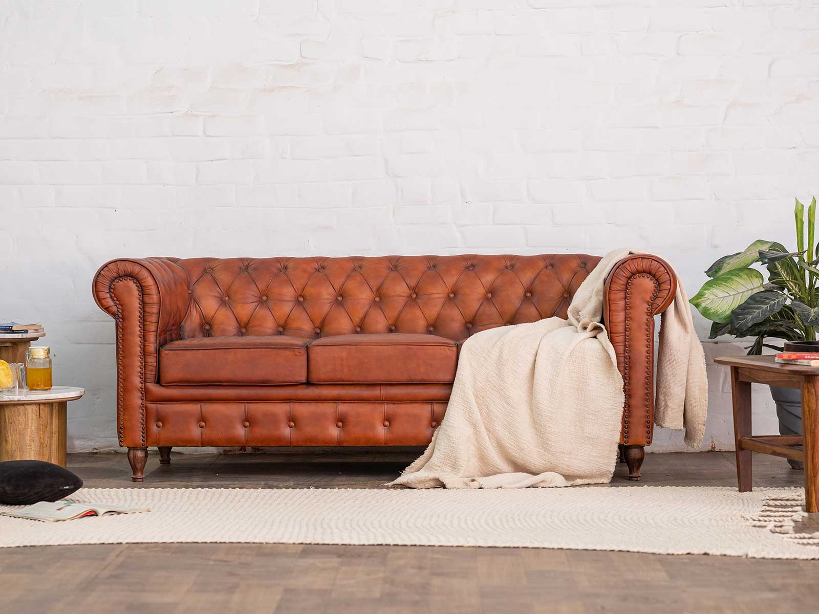 Duraster Chesterfield 3 Seater Leather Sofa - Image 5