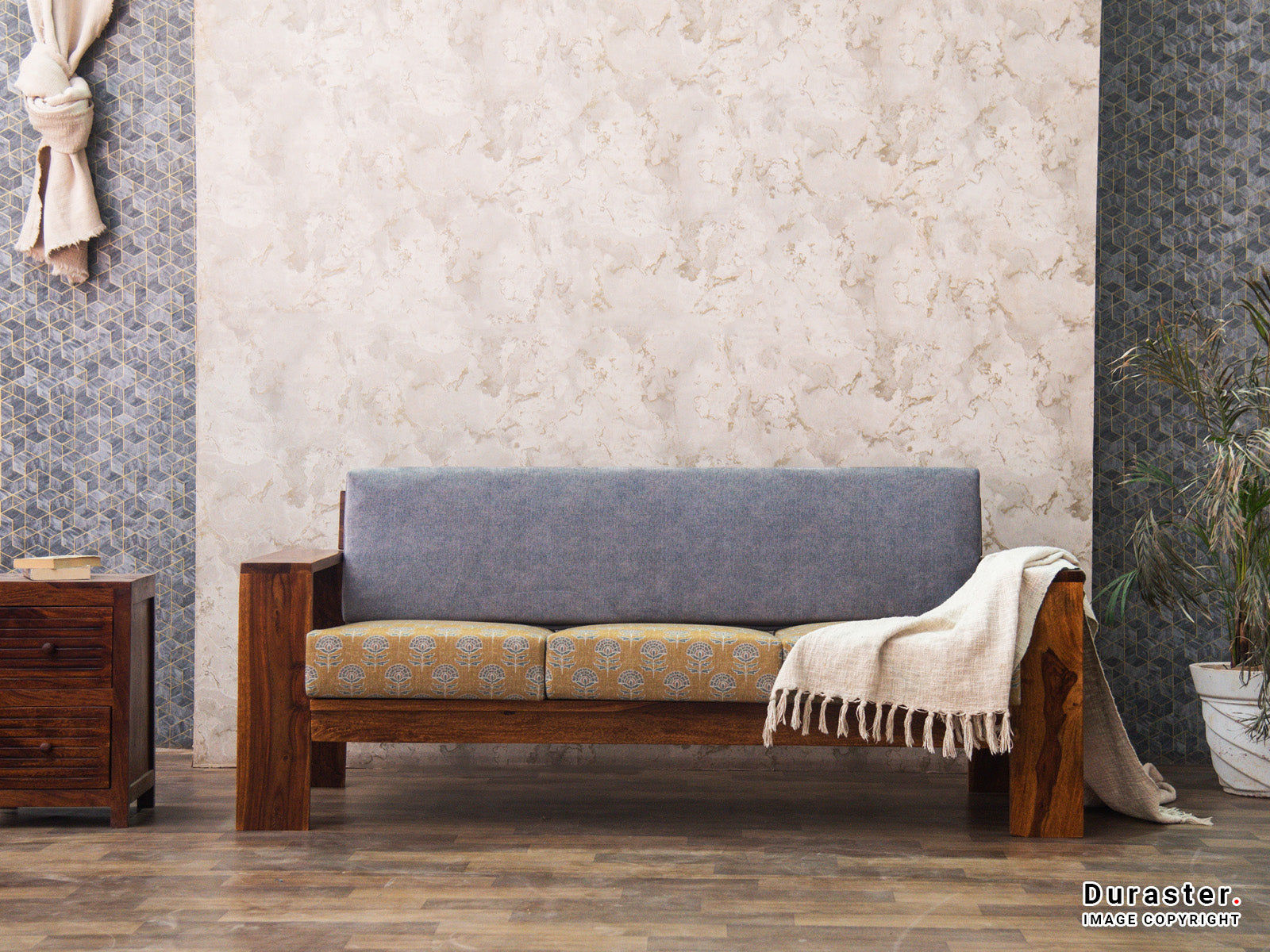 Duraster Ummed Solid Sheesham Wood 3 Seater Sofa #5 - Image 3
