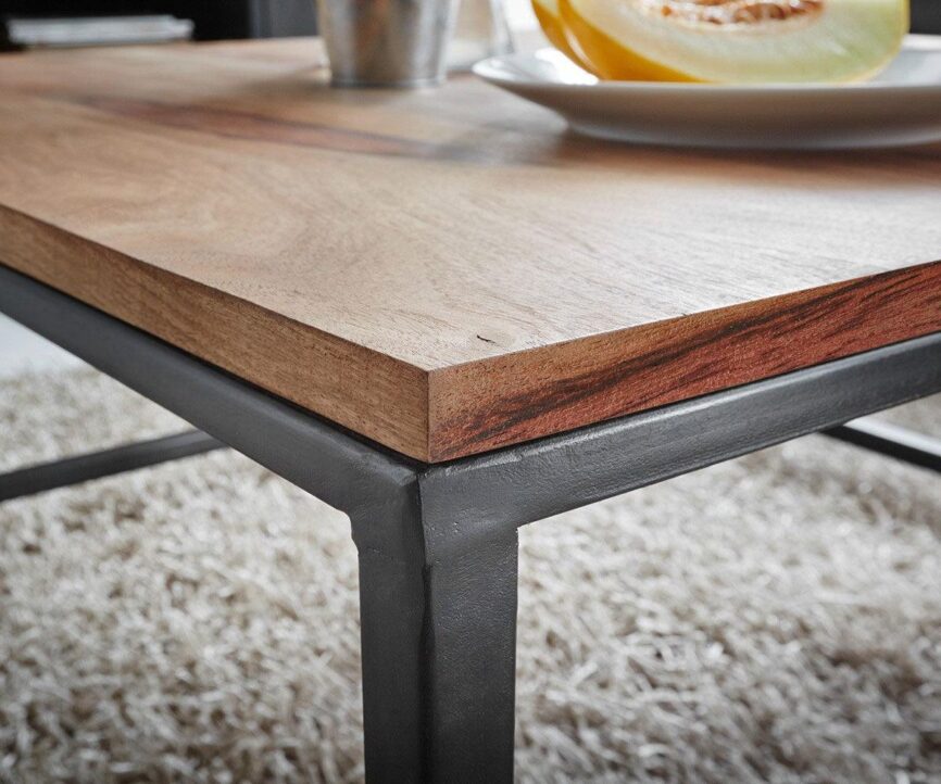 Elementary Stylish Sheesham Coffee Table with Black Iron Frame #13 - Duraster