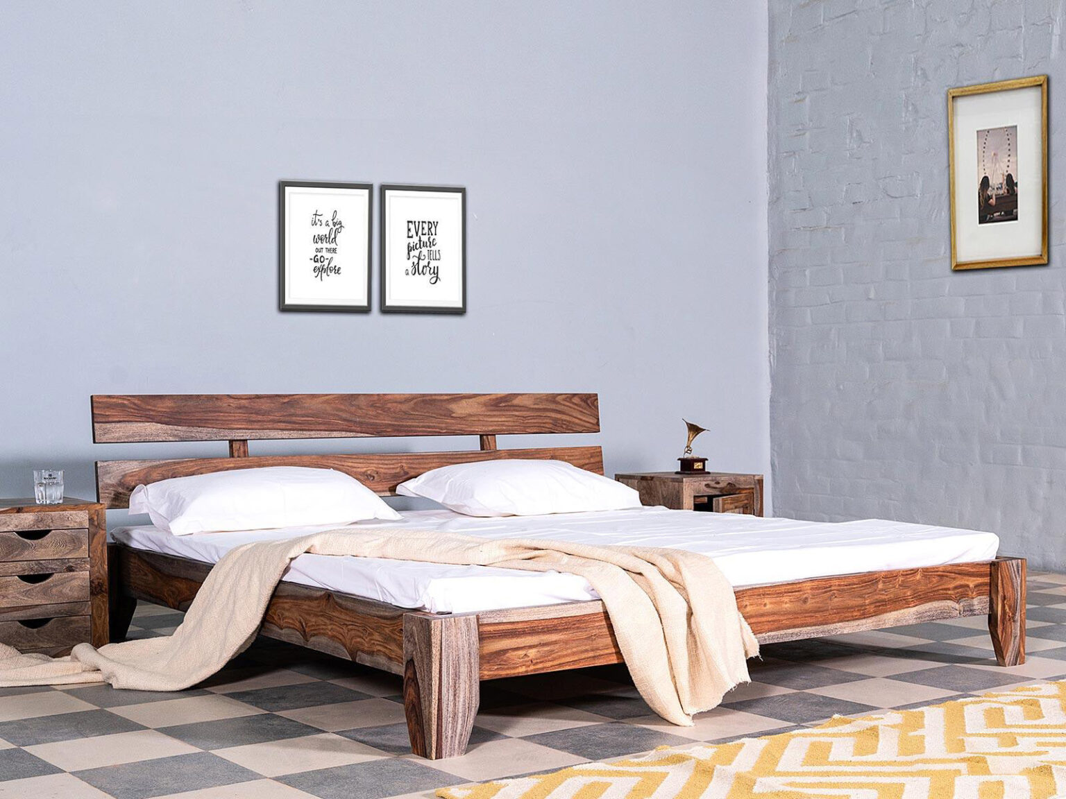 Alpaca Modern Wooden Queen Size Bed #1 - Duraster