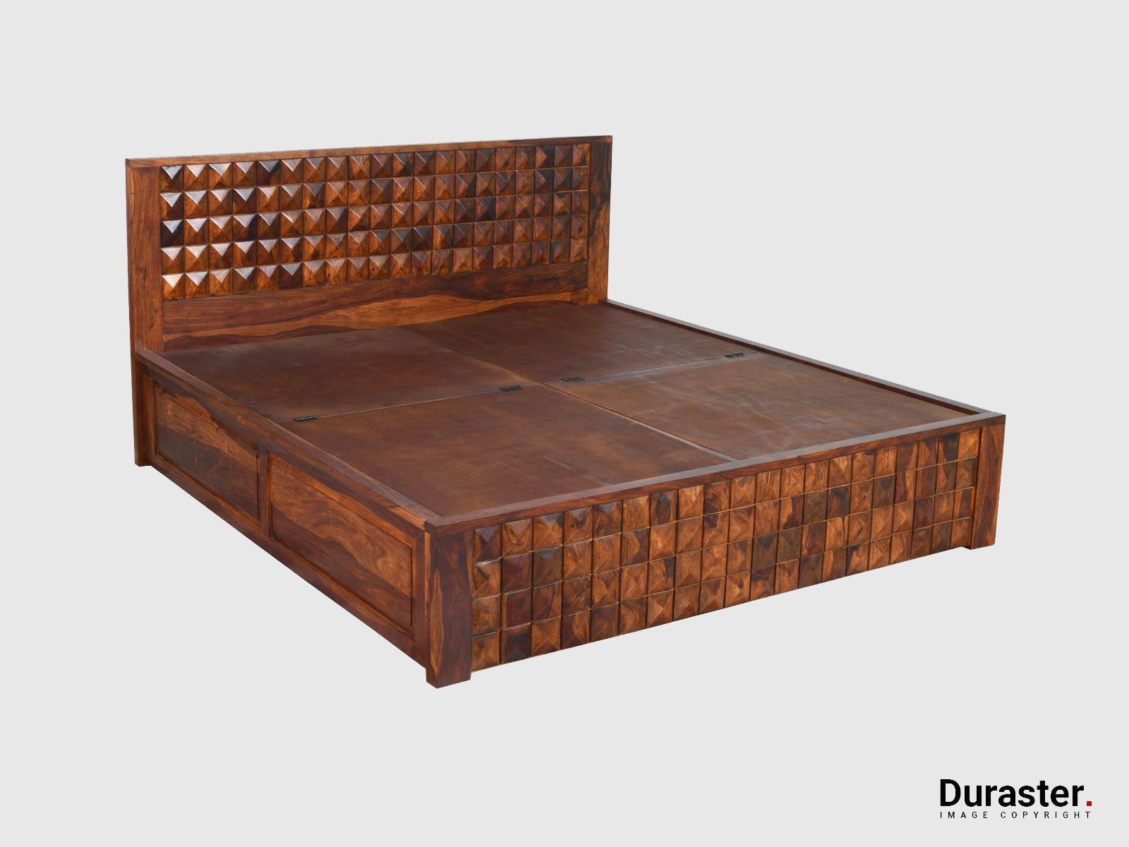 Duraster Aristocrat Solid Sheesham Wood Storage King Size Bed #8 - Image 4