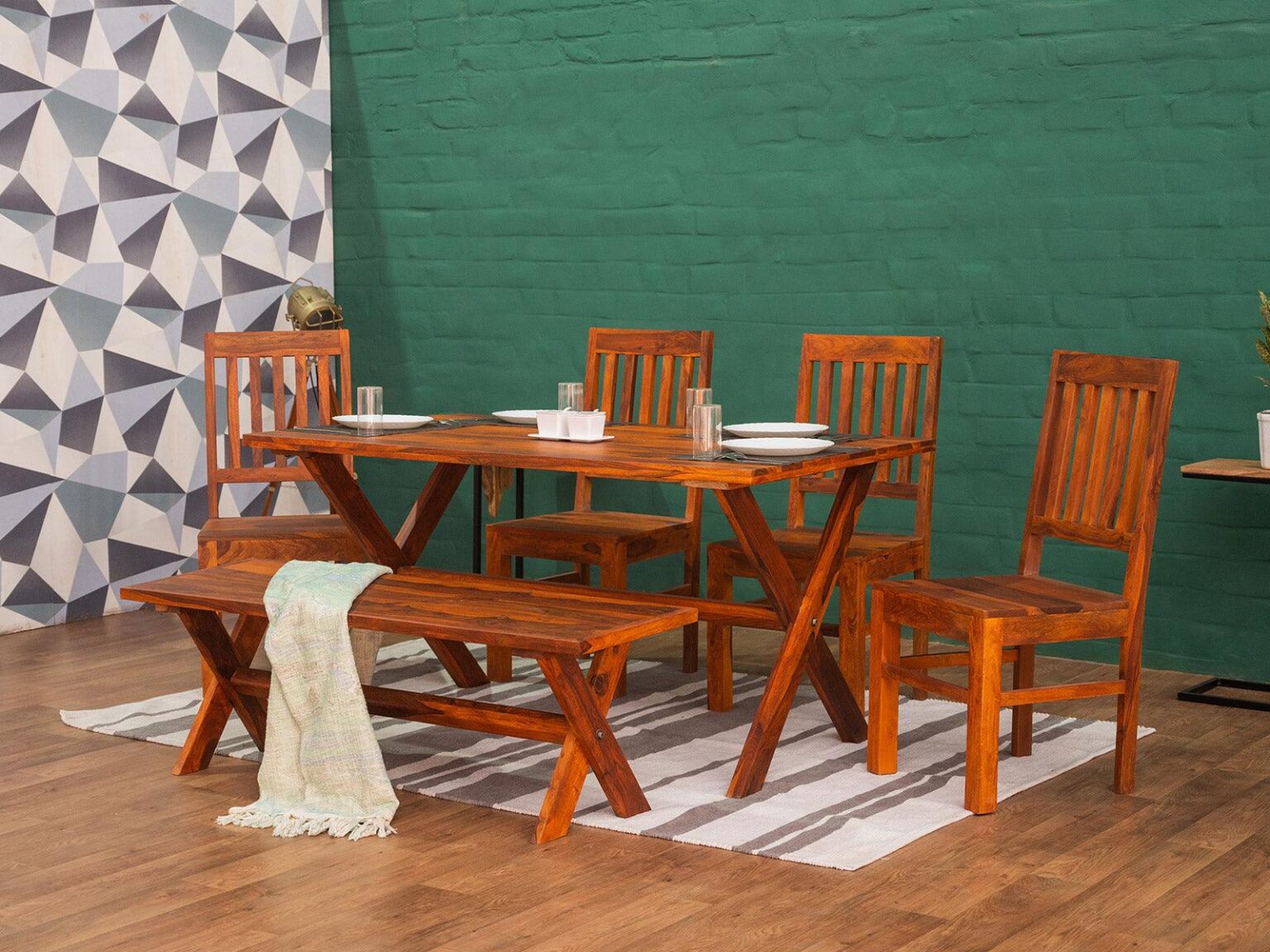 Aristocrat Solid Wood Dining Table Set 6 Seater