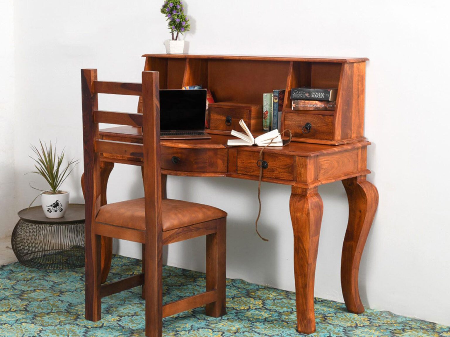 Aristocrat Solid Wood Study Table with Storage #1 - Duraster