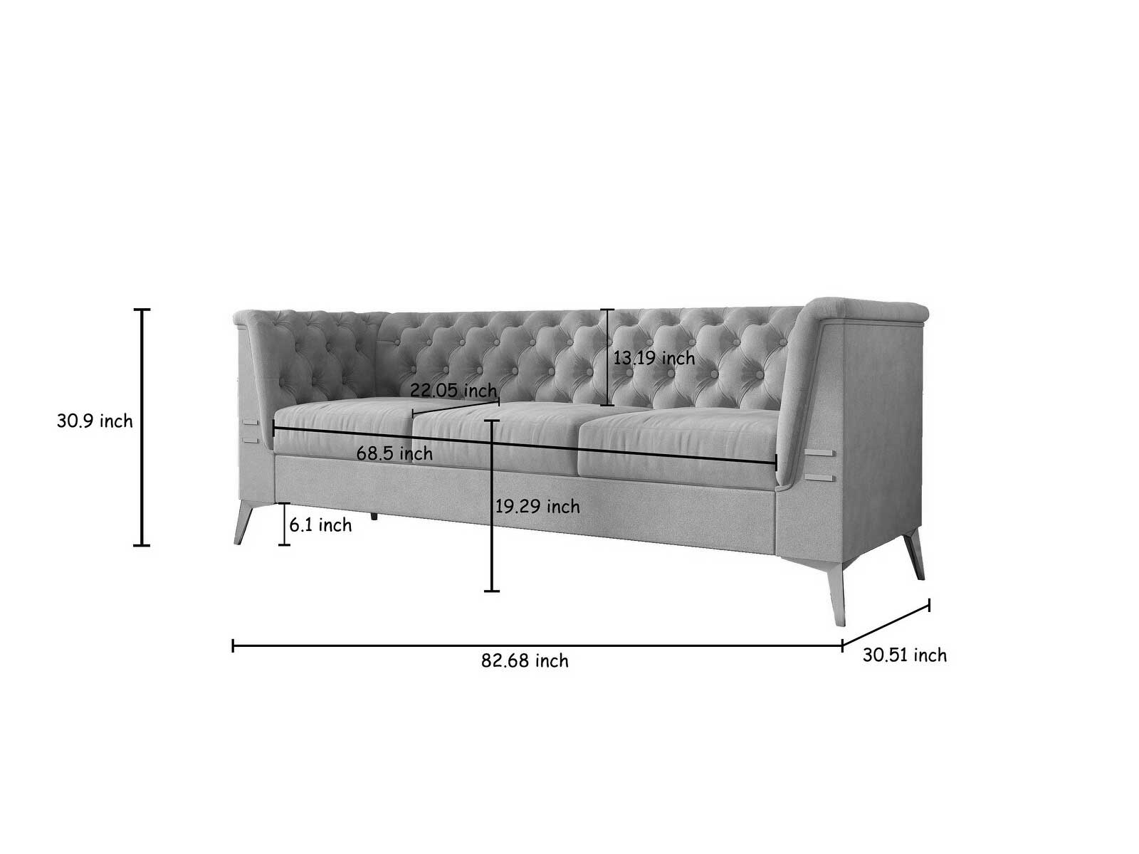 Duraster Chesterfield Premium Fabric Sofa #73 - Image 7