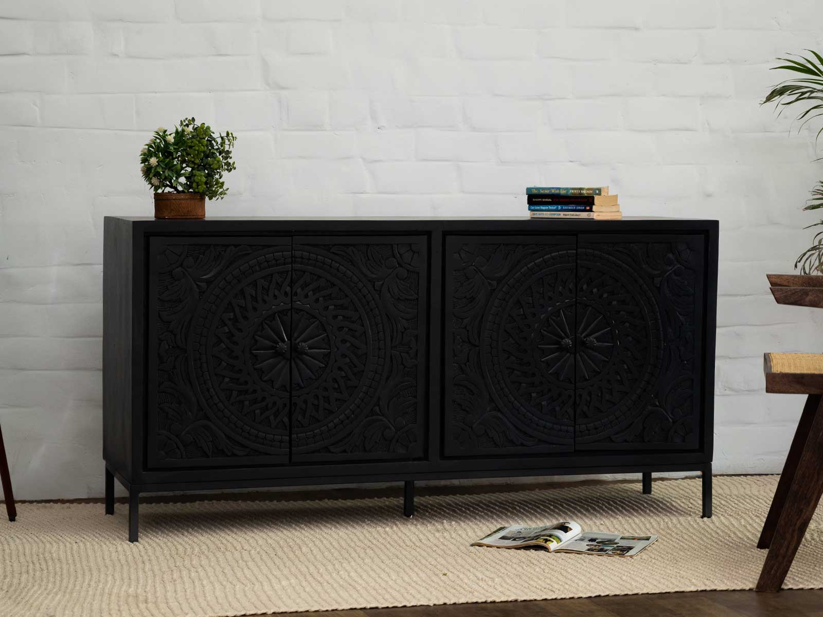 Duraster Black Marina Solid Wood Sideboard #2