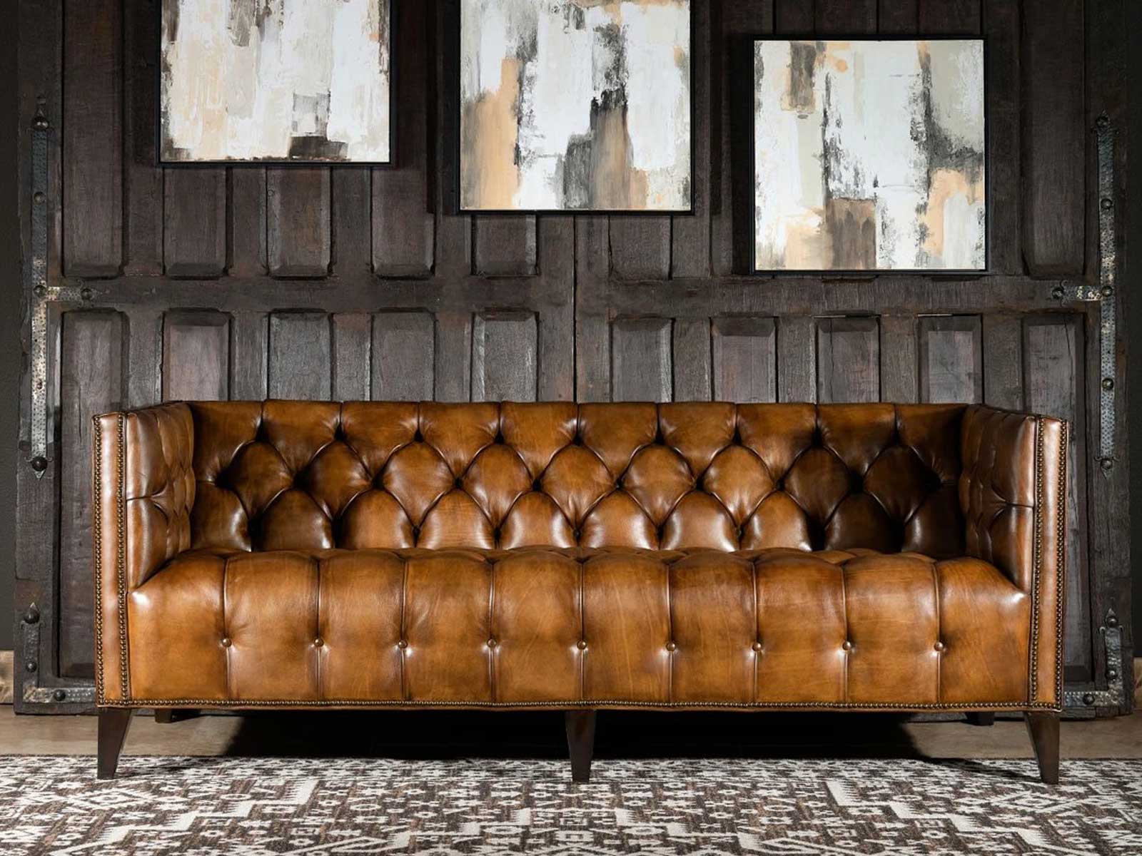 Duraster Chesterfield Traditional Three Seater Sofa (Caramel Brown) #95 - Image 3