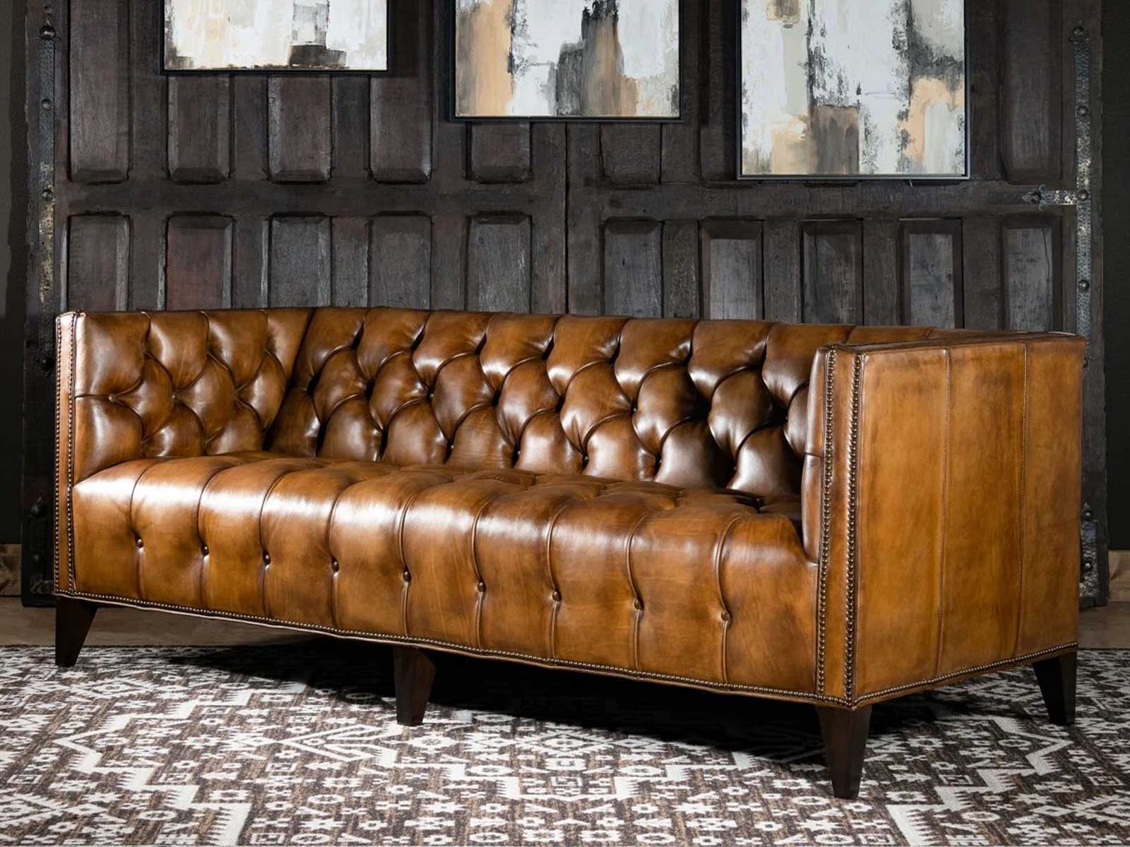 Duraster Chesterfield Traditional Three Seater Sofa (Caramel Brown) #95 - Image 4