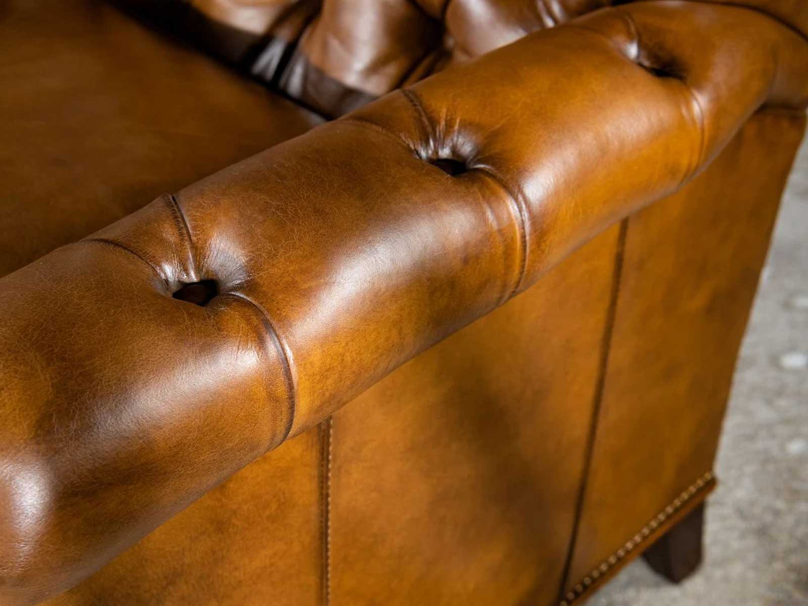 Duraster Chesterfield Single Seater Leather Sofa (Peanut Brown) #81 - Image 3