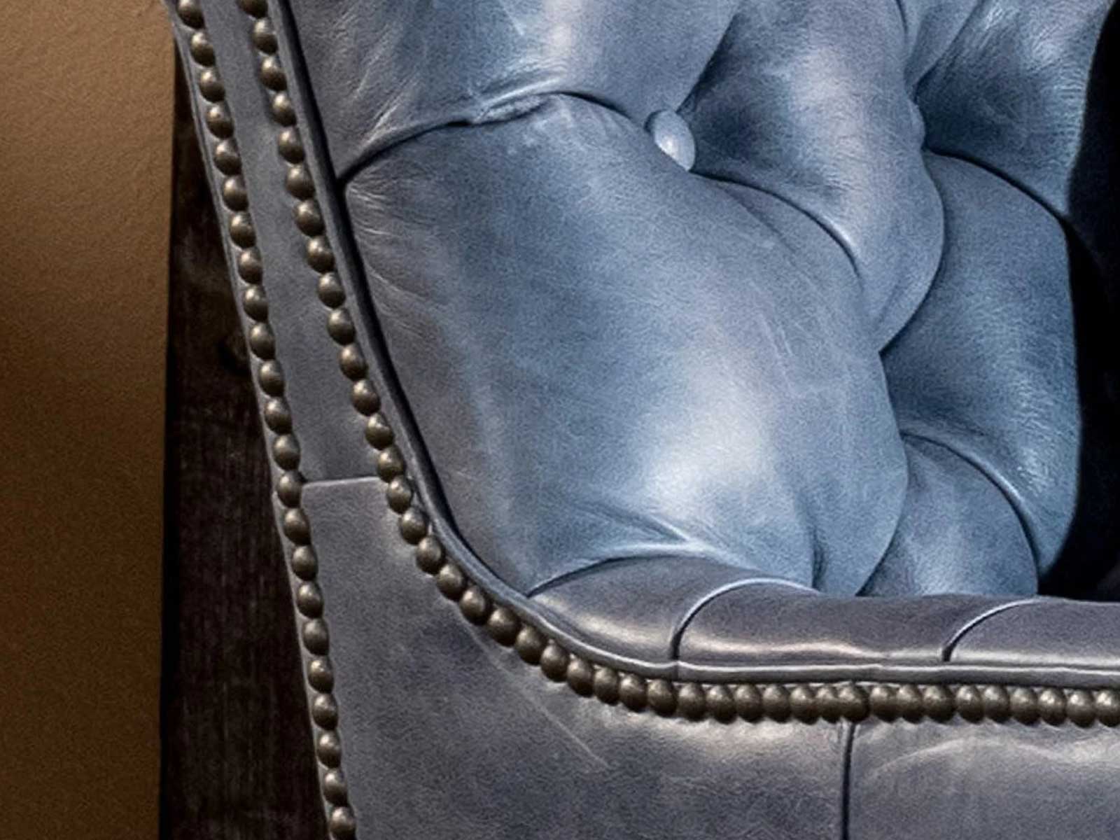 Duraster Chesterfield Single Seater Leather Armchair (Sky Blue) - Image 3