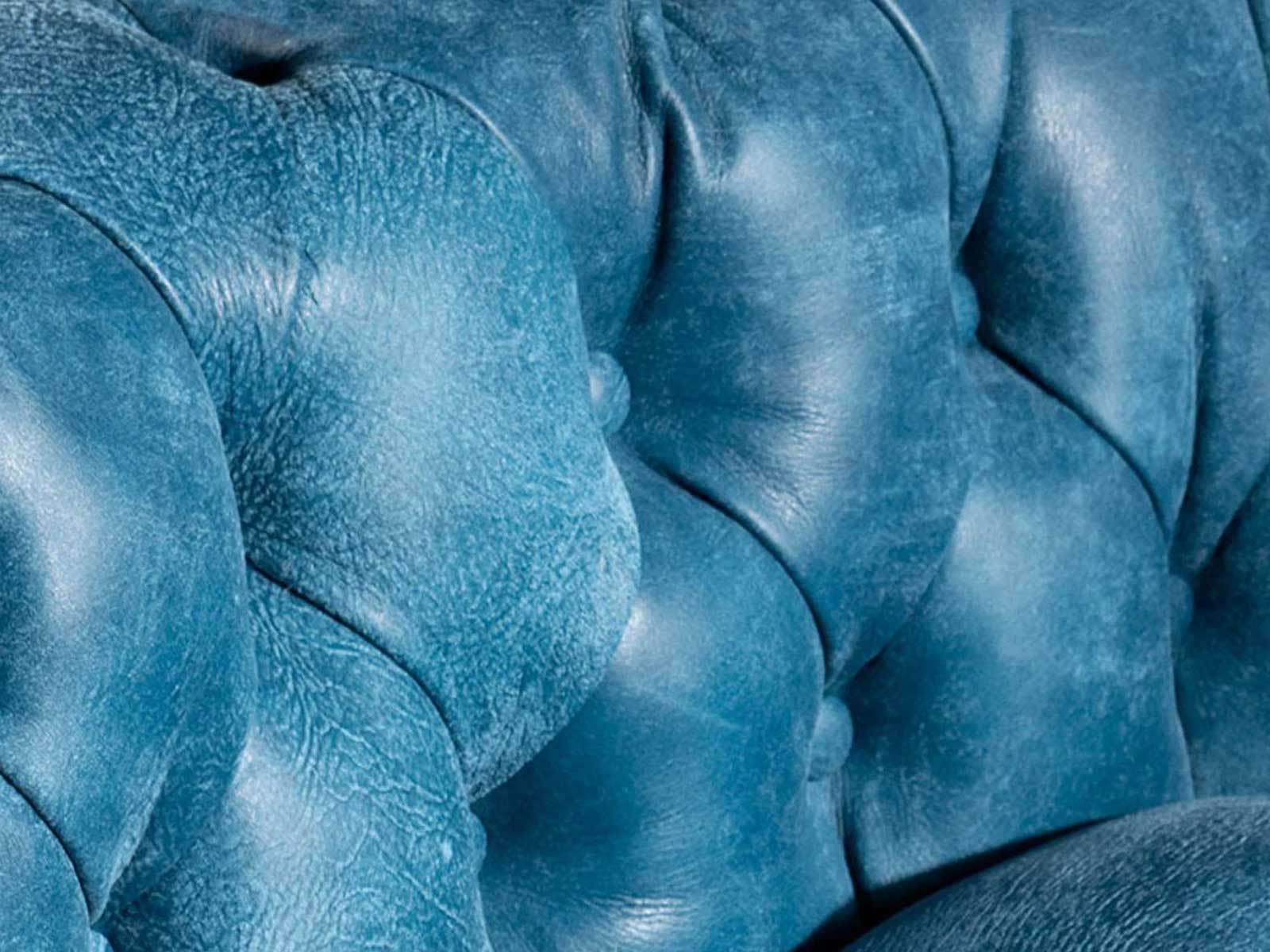 Duraster Chesterfield Single Seater Leather Lounge Chair (Sky Blue) - Image 6