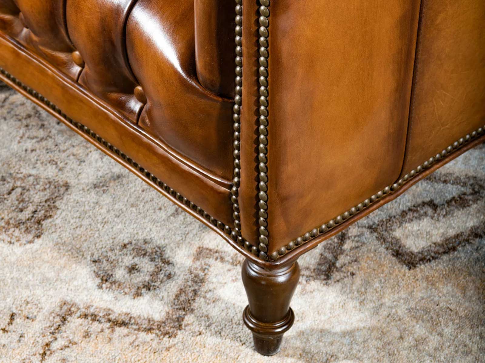 Duraster Chesterfield Single Seater Leather Sofa (Caramel Brown) #88 - Image 5