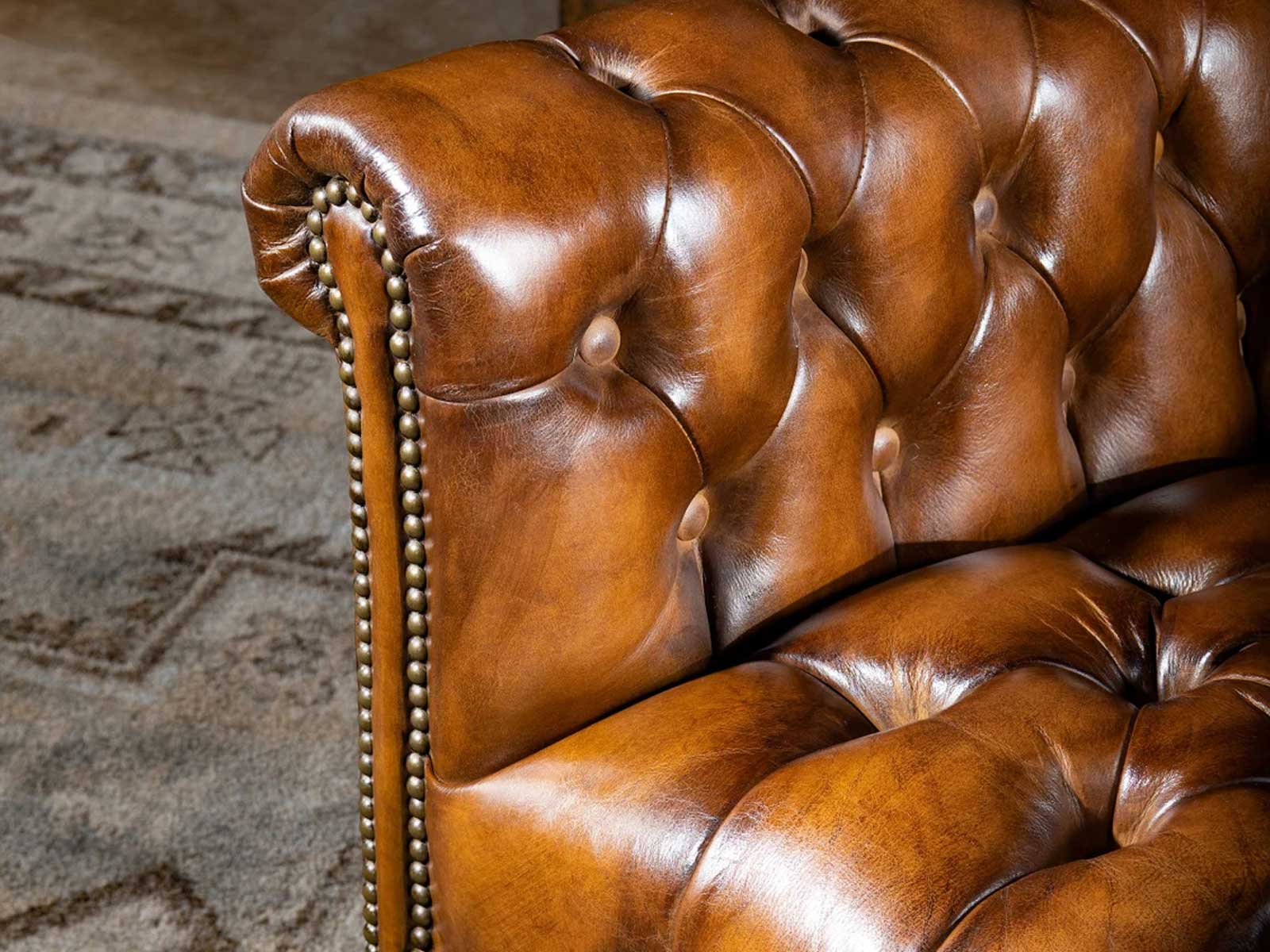 Duraster Chesterfield Single Seater Leather Sofa (Caramel Brown) #88 - Image 4