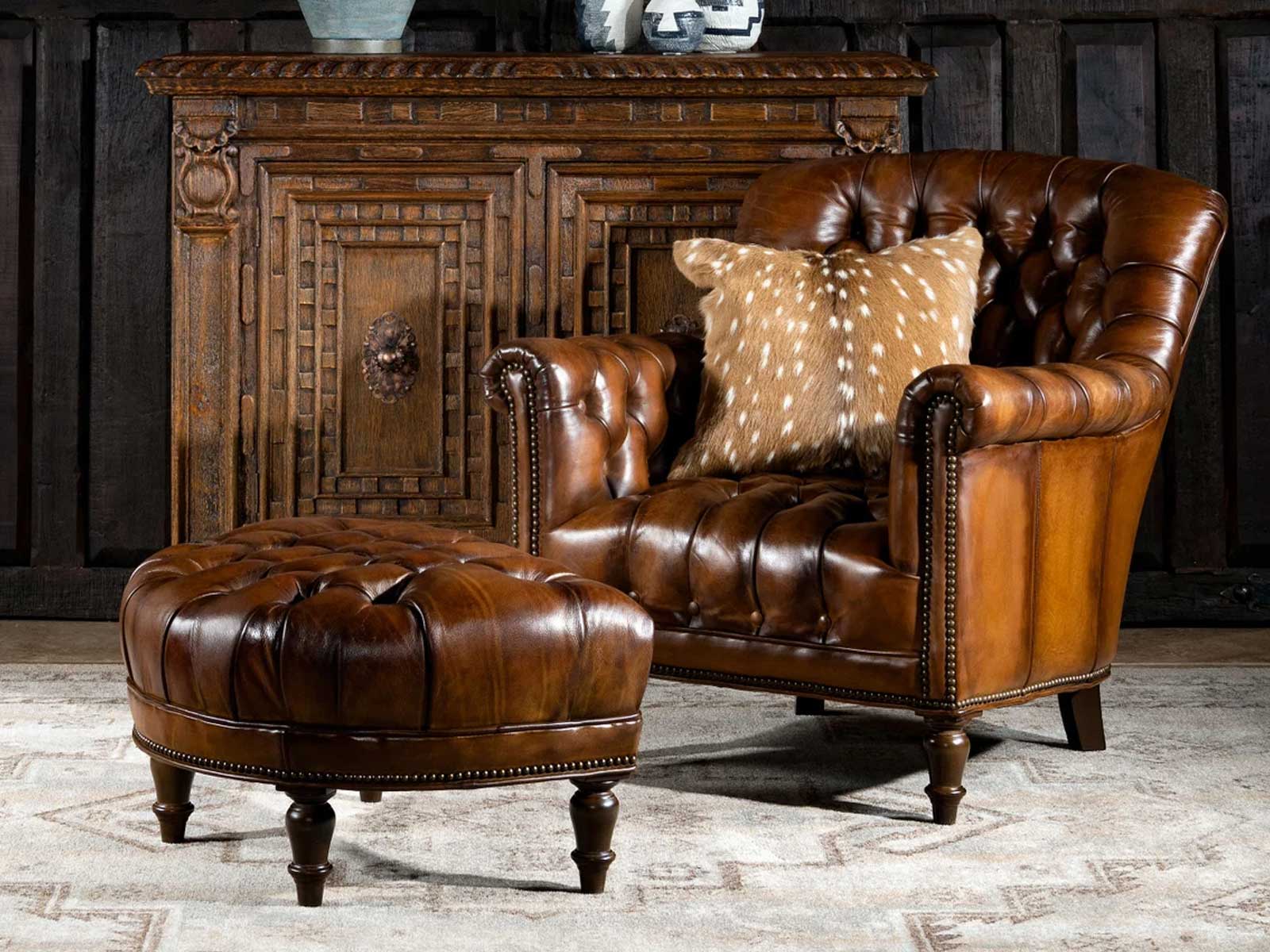 Duraster Chesterfield Single Seater Leather Sofa (Caramel Brown) #88 - Image 2