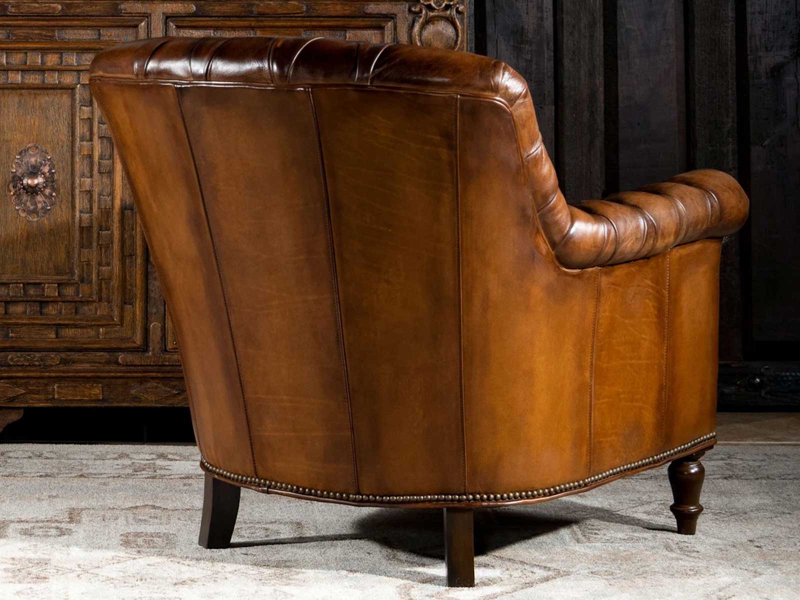 Duraster Chesterfield Single Seater Leather Sofa (Caramel Brown) #88 - Image 3
