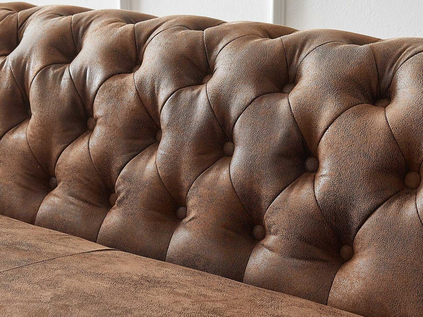 Duraster Chesterfield Vintage Brown Three Seater Sofa #19 - Image 4