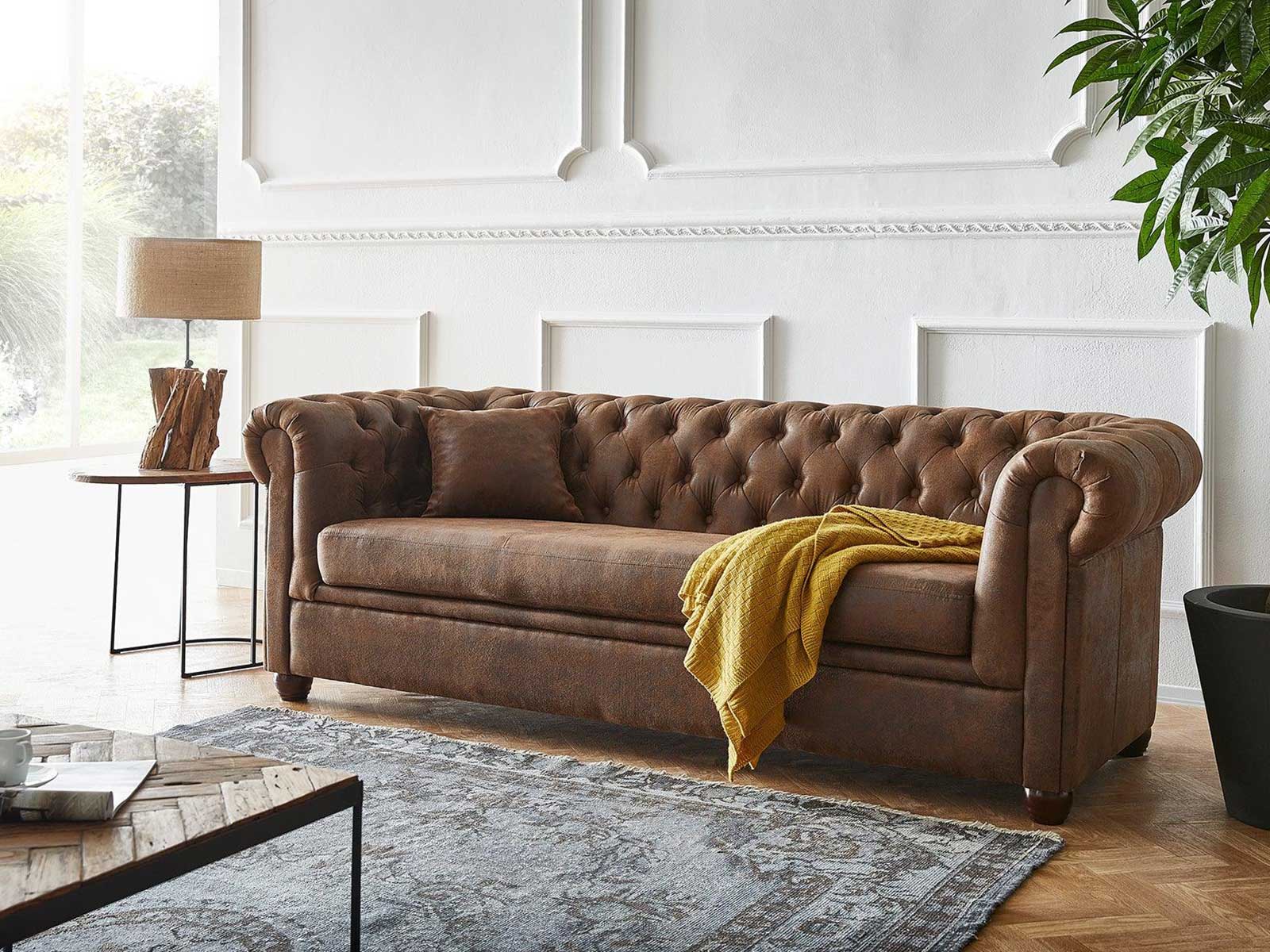 Duraster Chesterfield Vintage Brown Three Seater Sofa #19 - Image 2