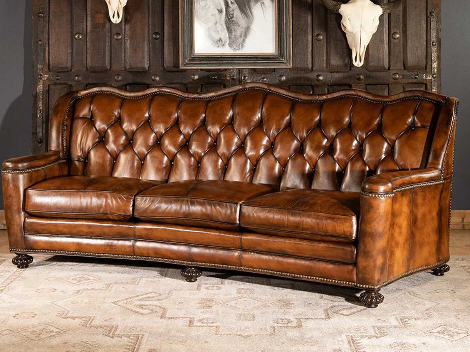 Duraster Chesterfield Traditional Three Seater Sofa (Caramel Brown) #96 - Image 2