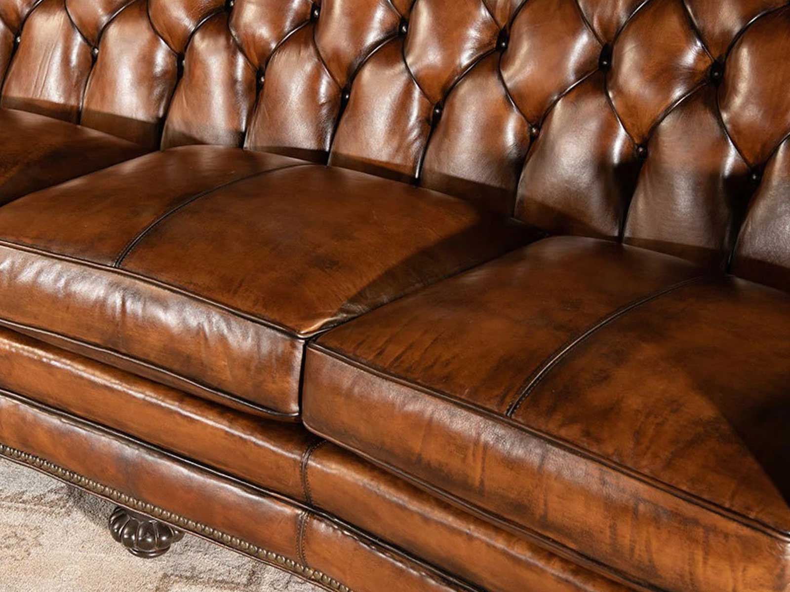 Duraster Chesterfield Traditional Three Seater Sofa (Caramel Brown) #96 - Image 5