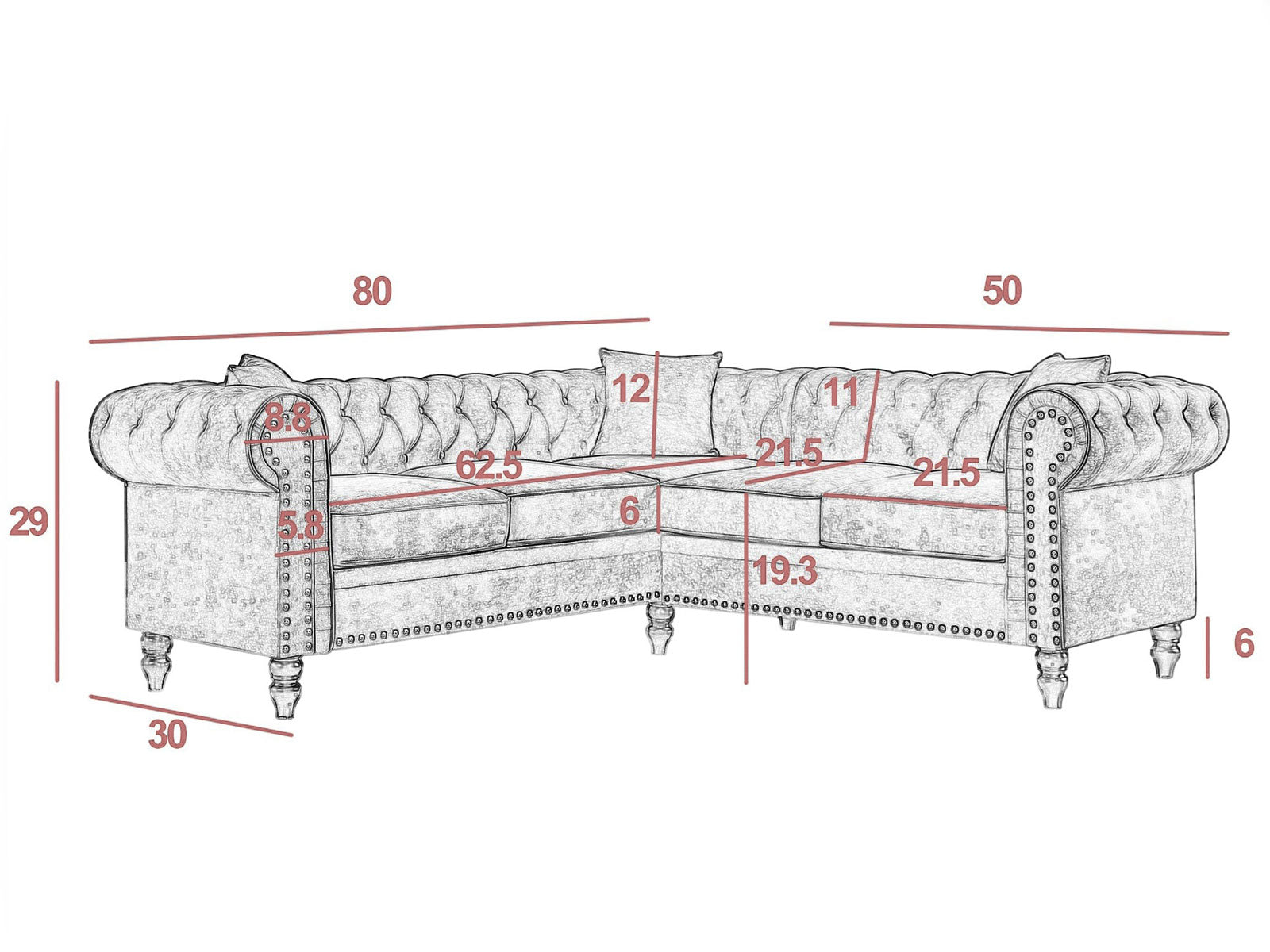 Duraster Chesterfield Vintage Sectional Sofa #60 - Image 11