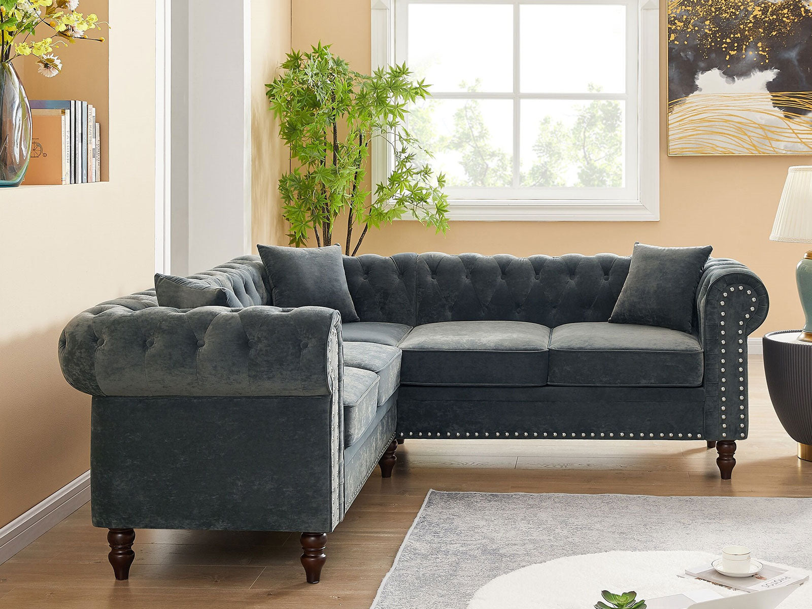 Duraster Chesterfield Vintage Sectional Sofa #59 - Image 2