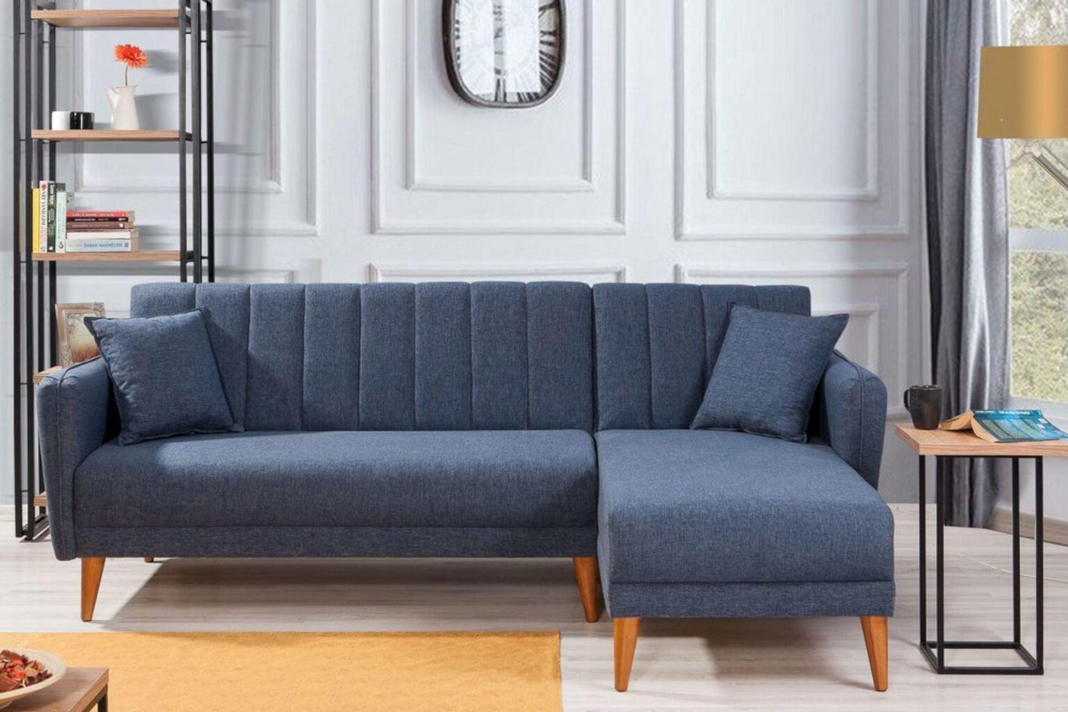 Diana Corner Sofa Navy Blue#15 - Duraster