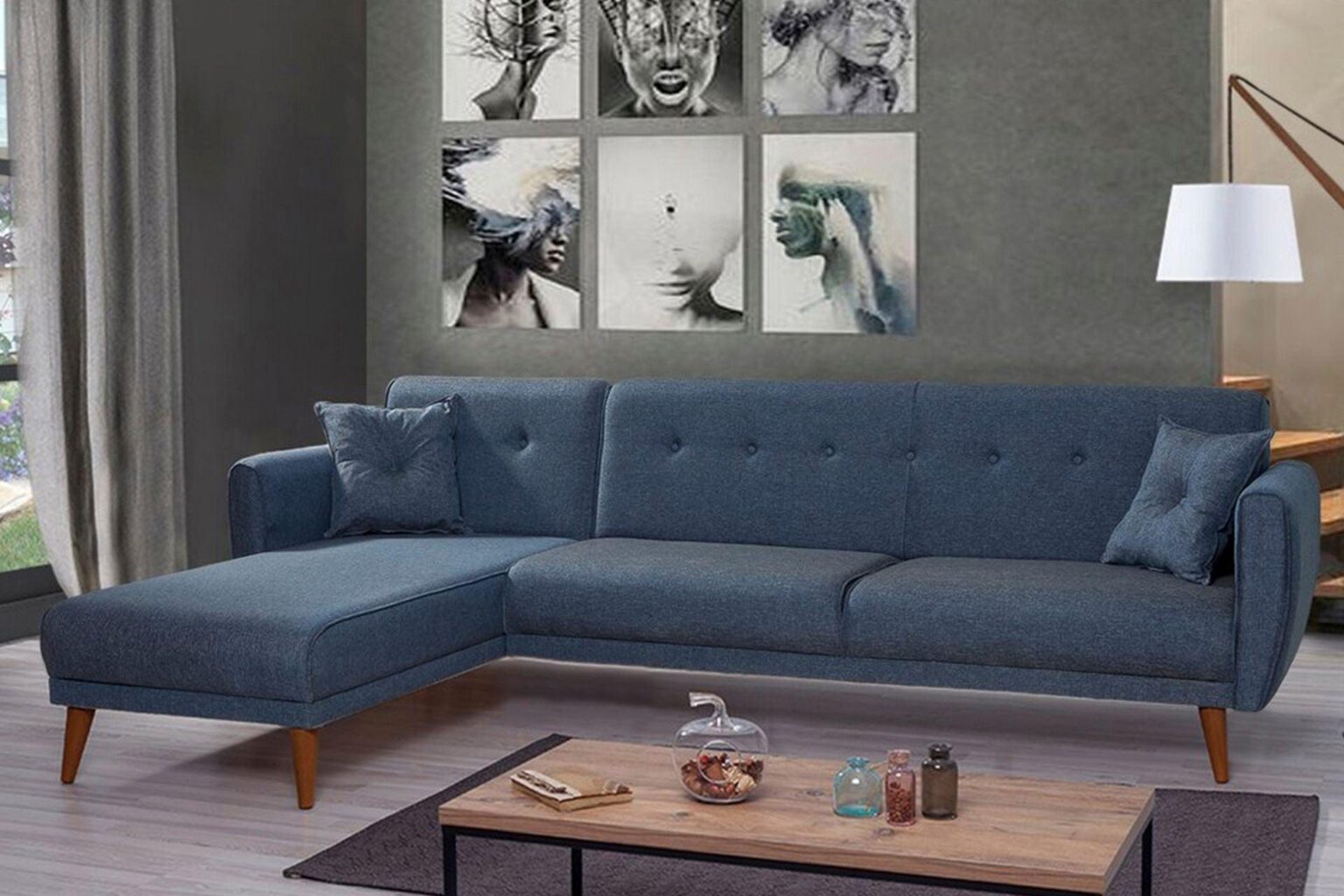 Diana Corner Sofa Navy Blue #31 - Duraster