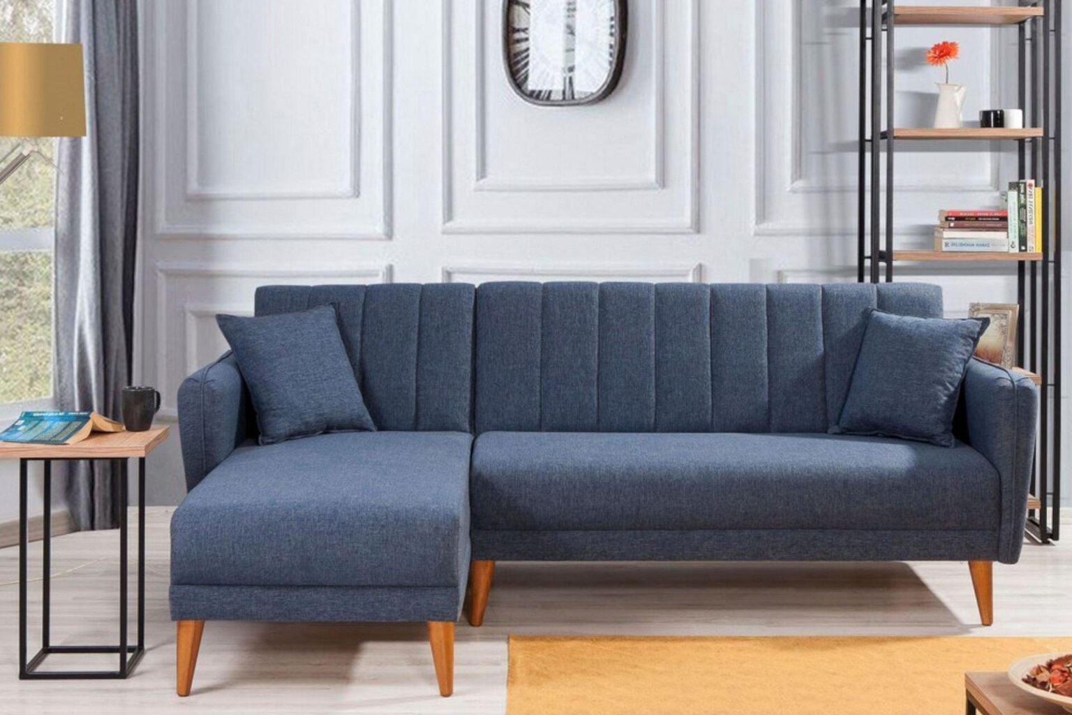 Diana Corner Sofa Navy Blue#28 - Duraster