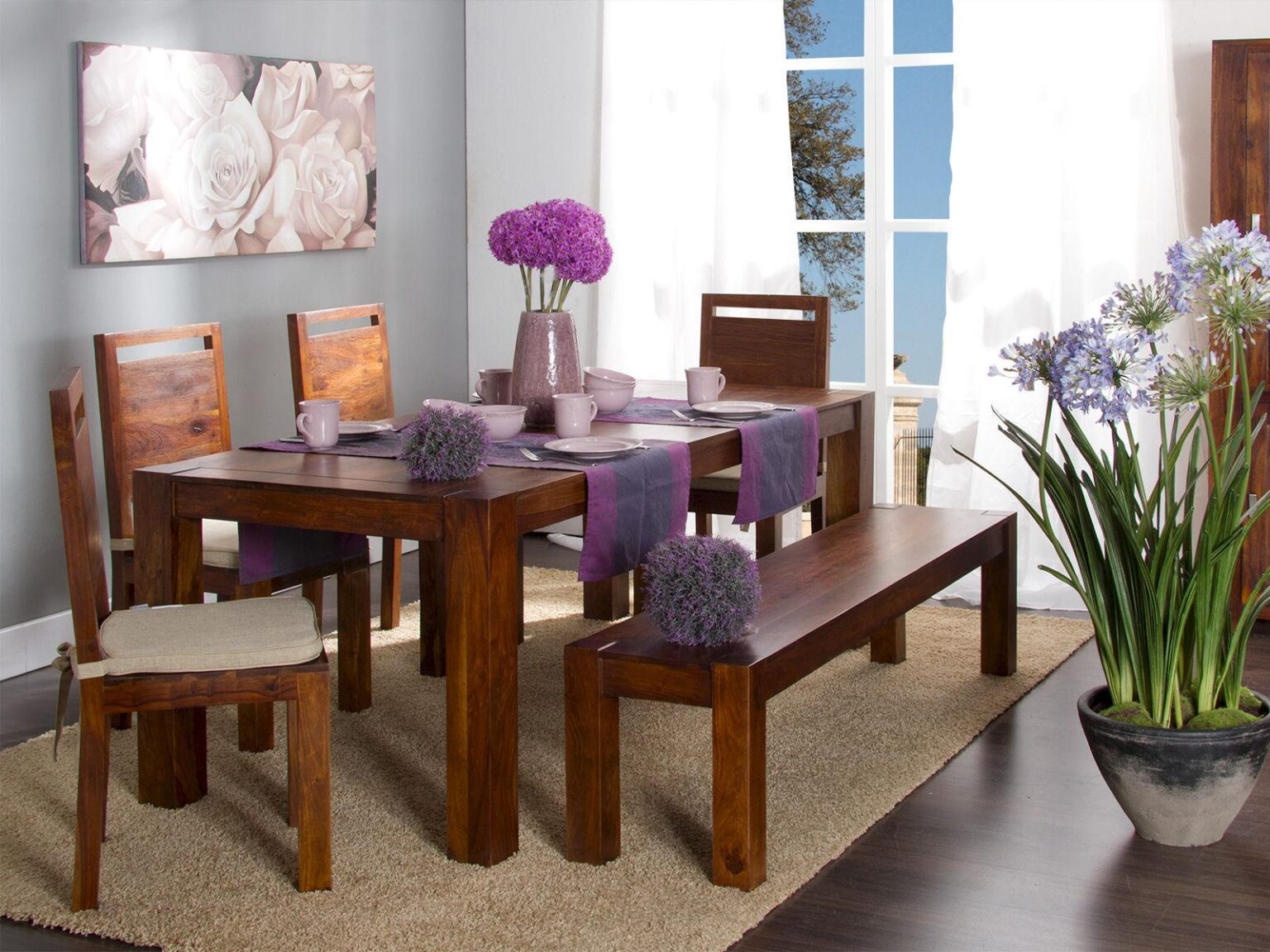 Nilay Contemporary Sheesham Dining Set (6 Seater) - Duraster