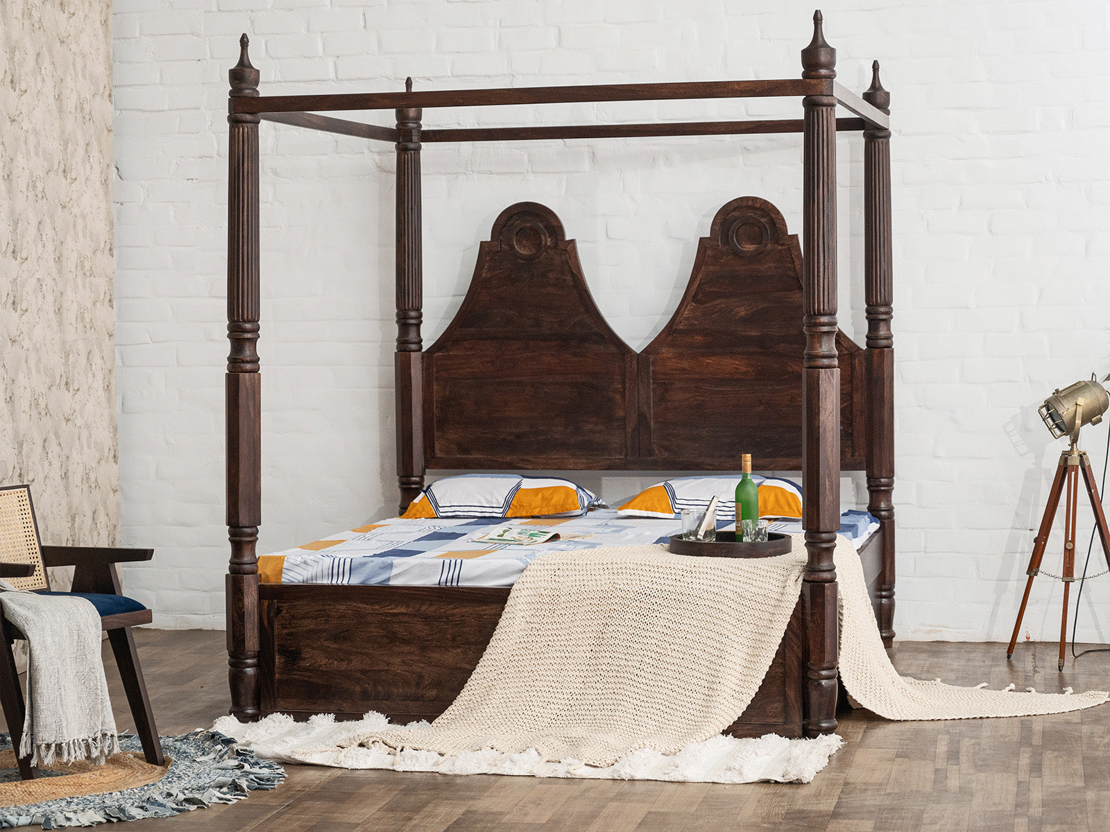 Duraster Gangaur Solid Wood Four Poster Bed #6