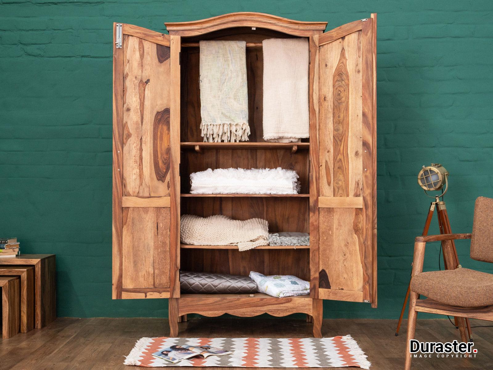 Hawkin Colonial Style Solid Sheesham wood Wardrobe Cabinet #2 - Duraster