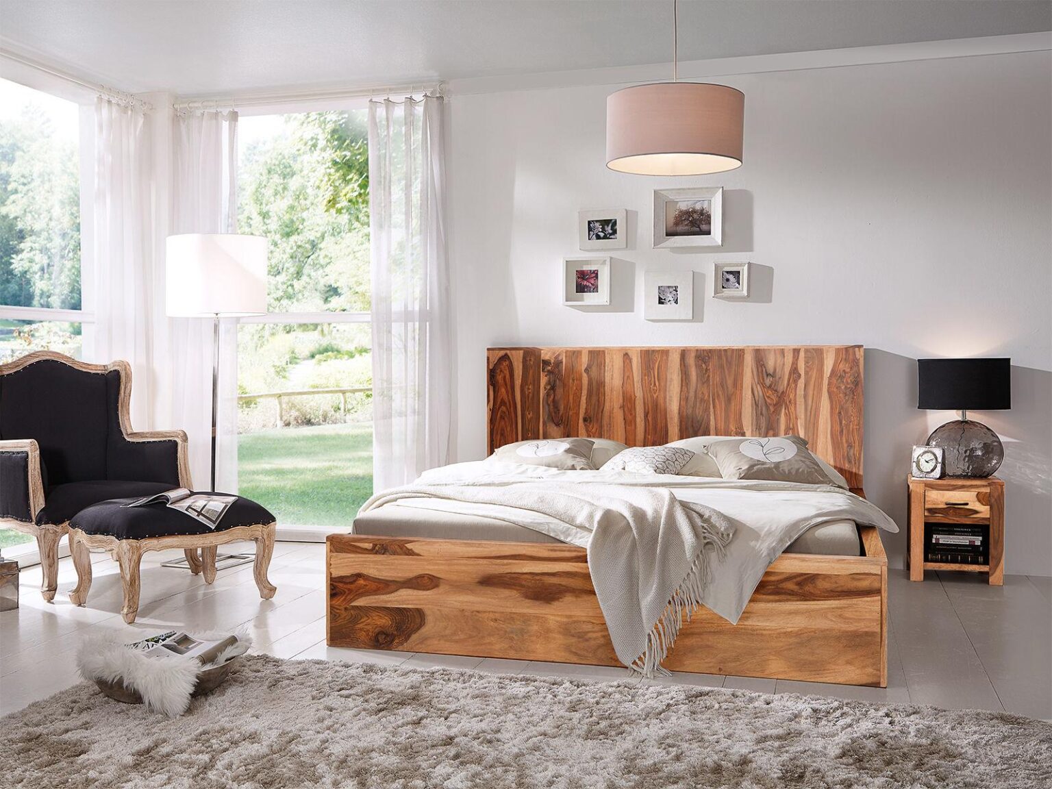 Elite Transitional Sheesham Wood Bed With Storage - Duraster
