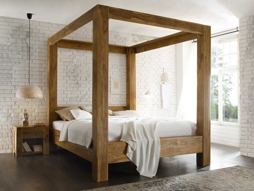 Sheesham Wood Queen Size Four-Poster Bed