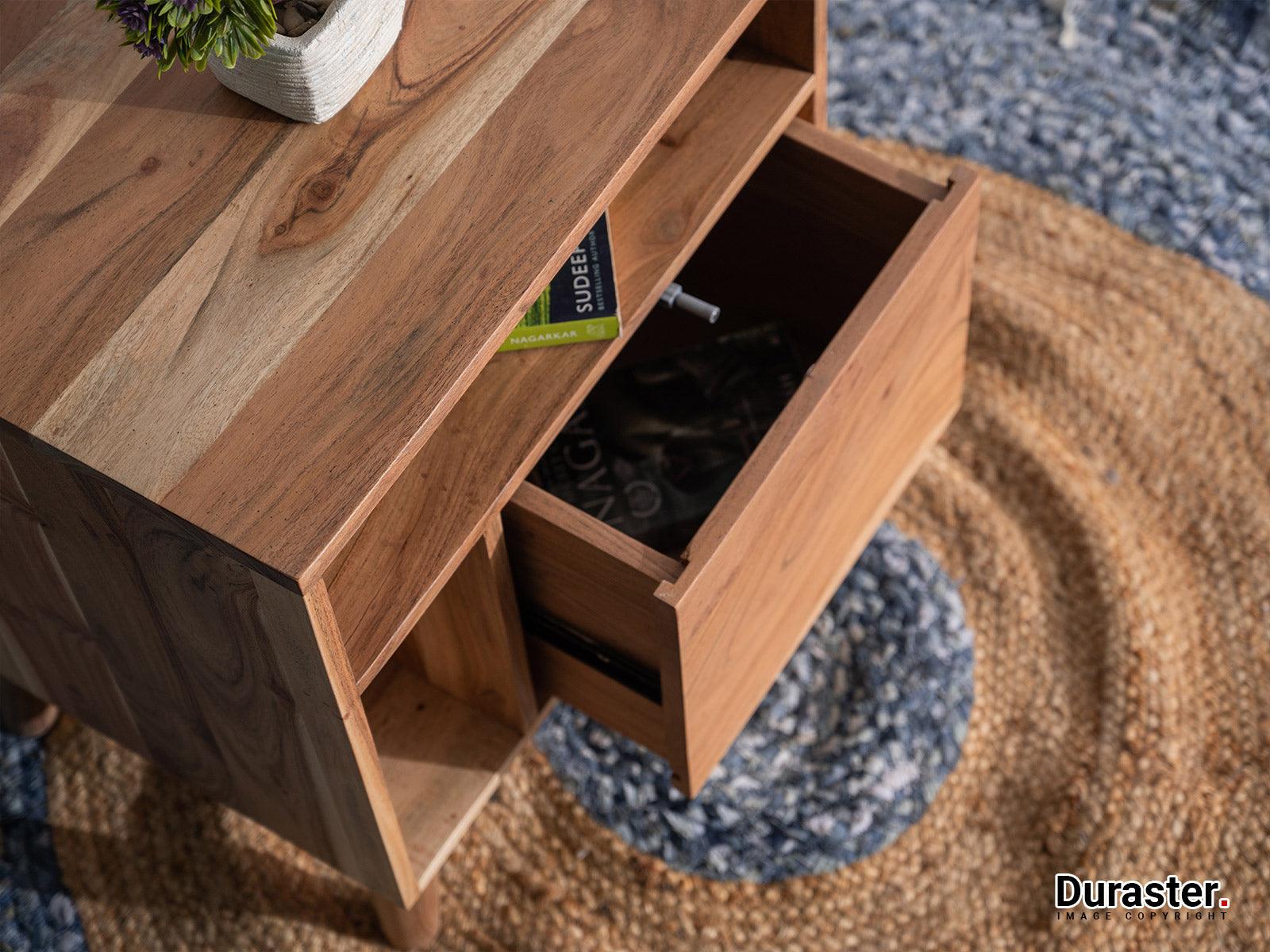Hawkin Solid Sheesham wood Cube 1 Drawer Bedside #2 - Duraster