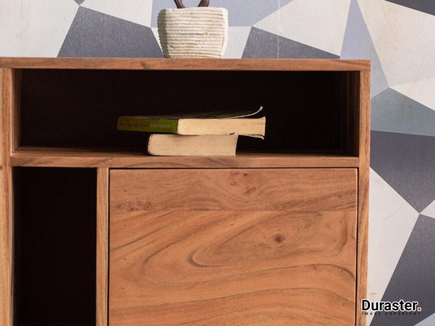 Hawkin Solid Sheesham wood Cube 1 Drawer Bedside #2 - Duraster