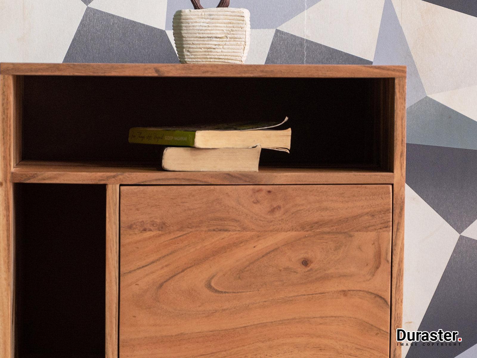 Hawkin Solid Sheesham wood Cube 1 Drawer Bedside #2 - Duraster