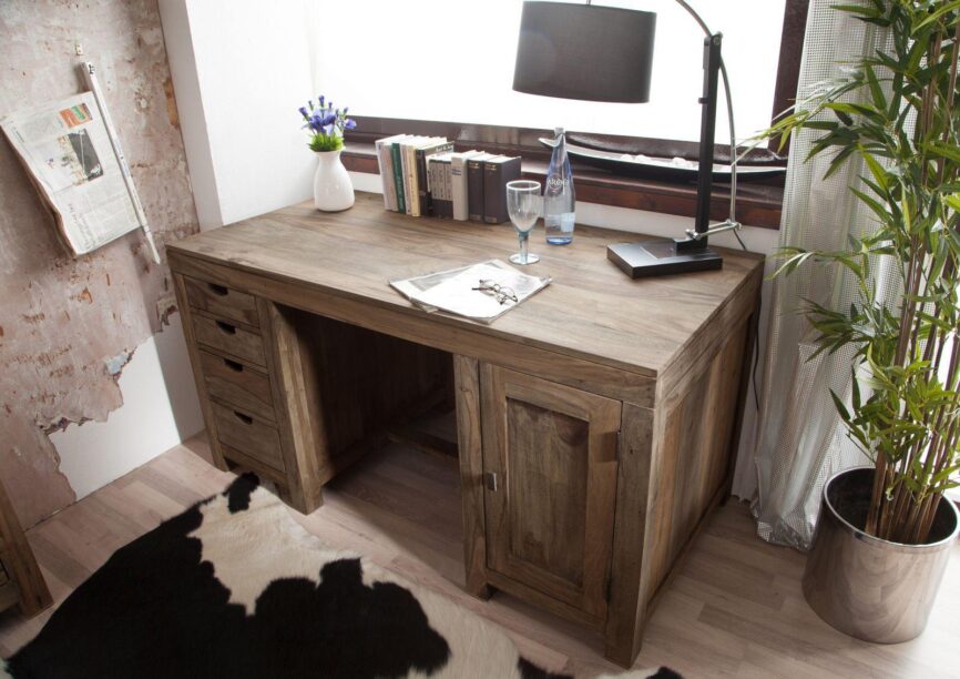 Alpaca Modern Sheesham Study and Computer Desk #2 - Duraster