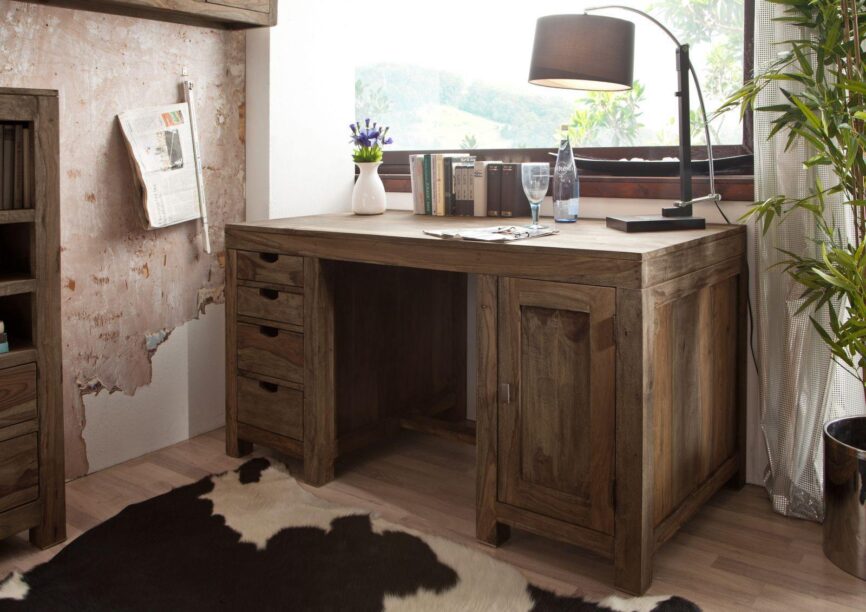 Alpaca Modern Sheesham Study and Computer Desk #2 - Duraster