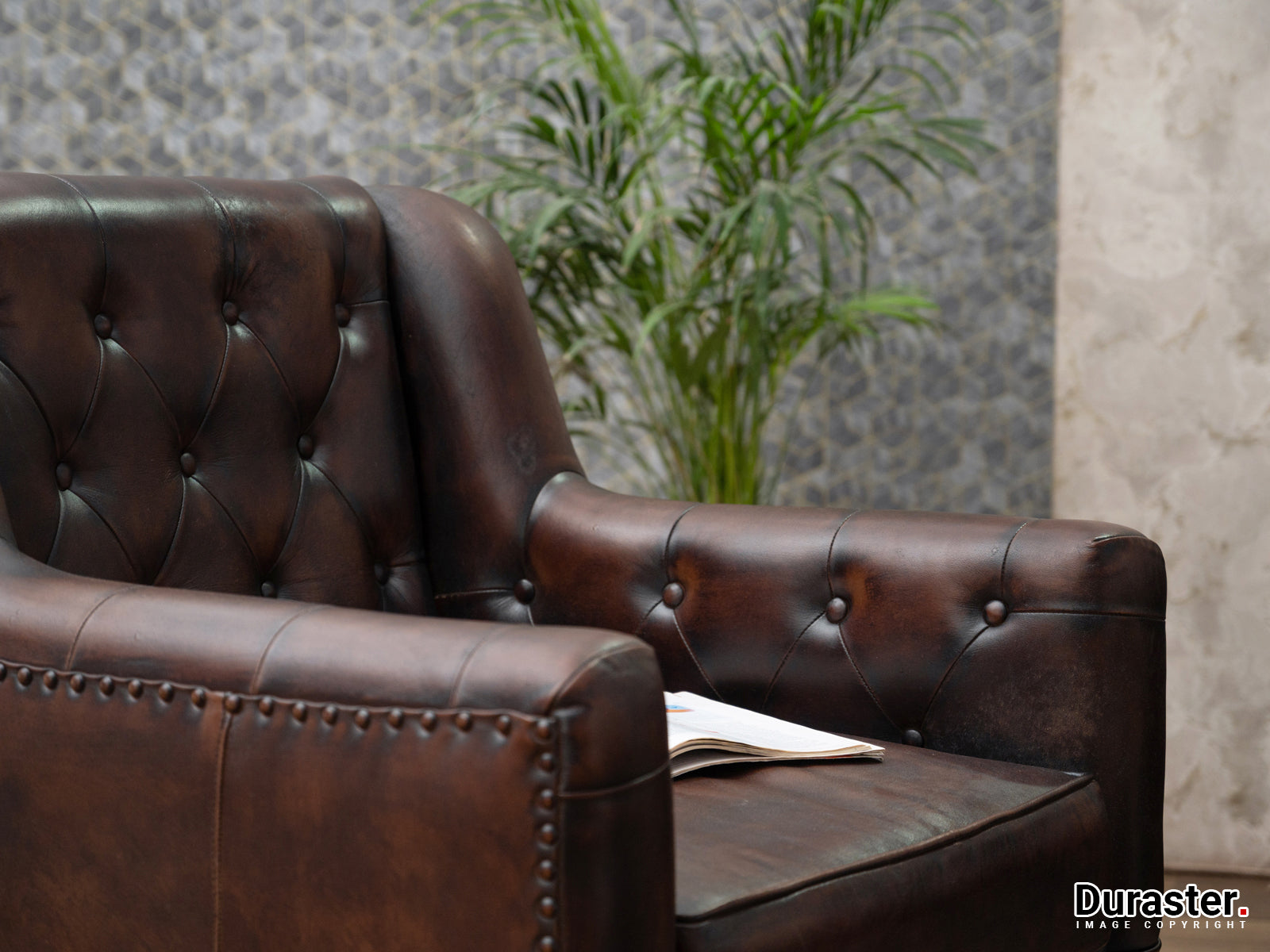 Duraster Chesterfield Colonial Brown One Seater Sofas #13 - Image 3