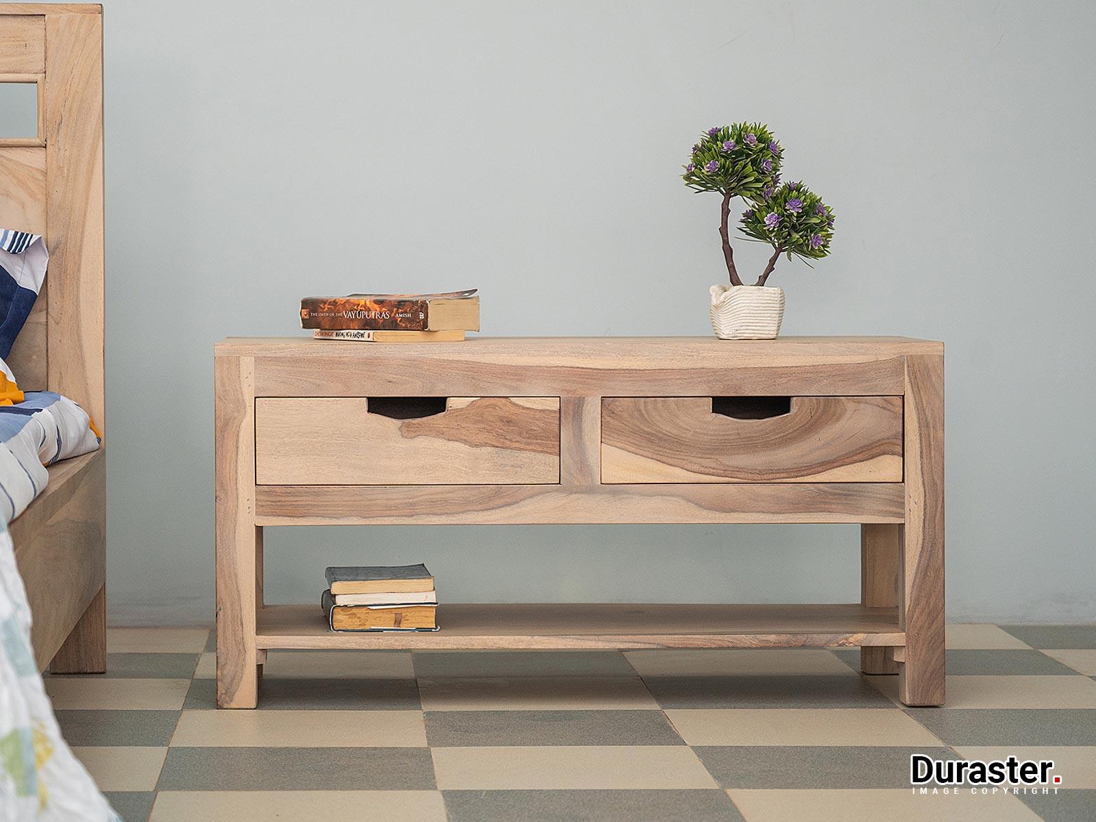Novo Modern Sheesham wood 2 drawer bedside # 1 - Duraster