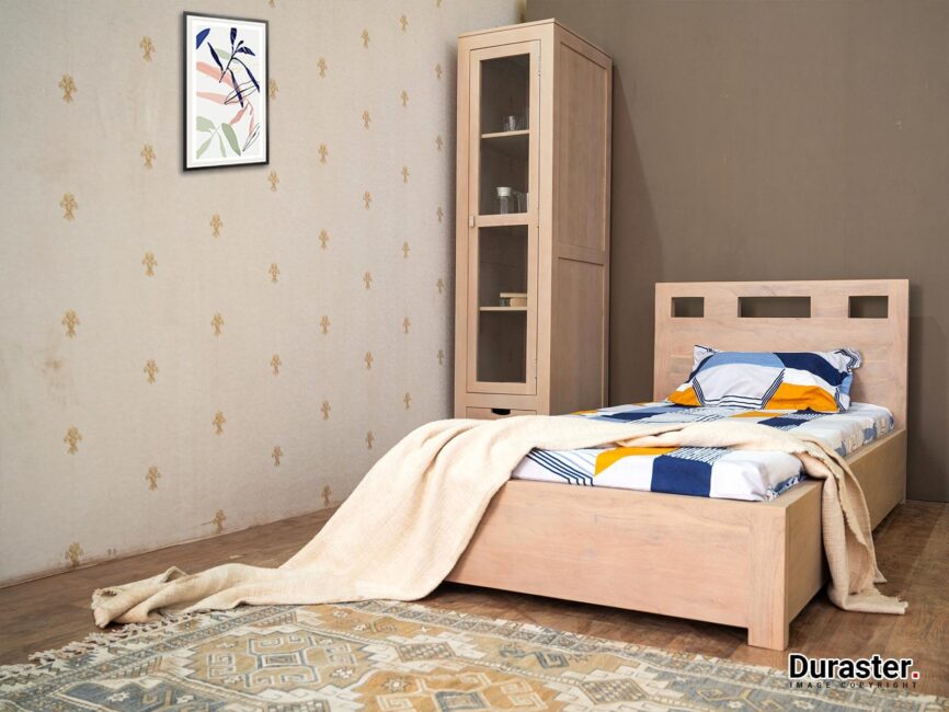 Novo Modern Sheesham Wood Single Bed  With Storage #2 (36" x 72") - Duraster