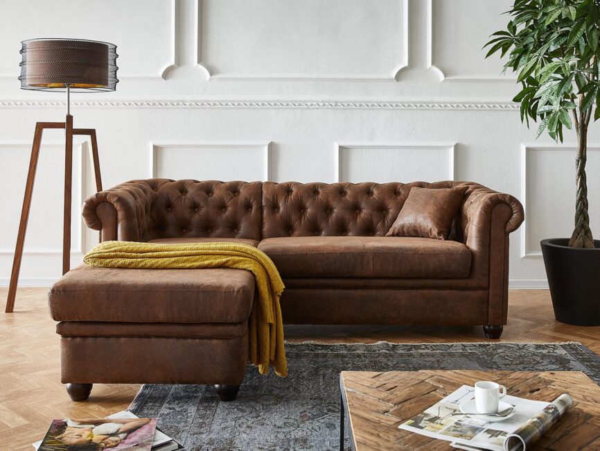 Norwich Vintage Chesterfield Brown Ottoman Left #20 - Duraster