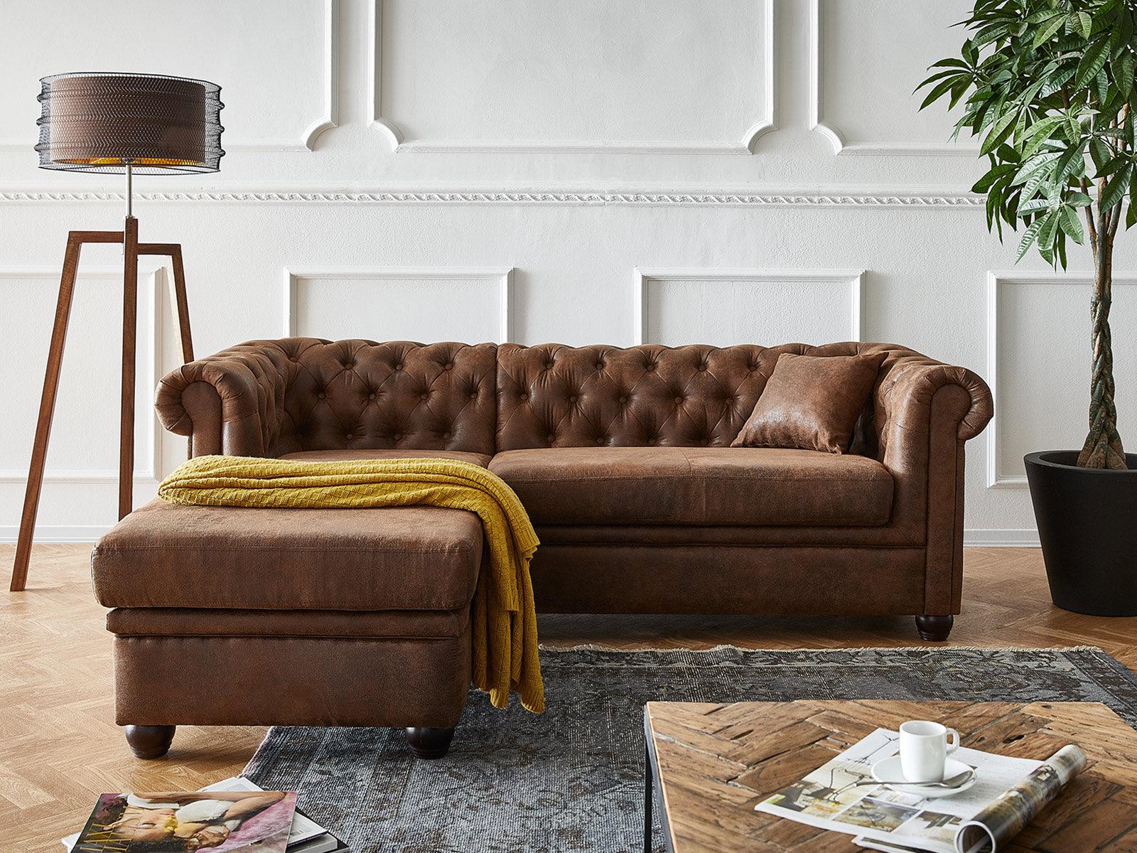 Norwich Vintage Chesterfield Brown Ottoman Left #20 - Duraster