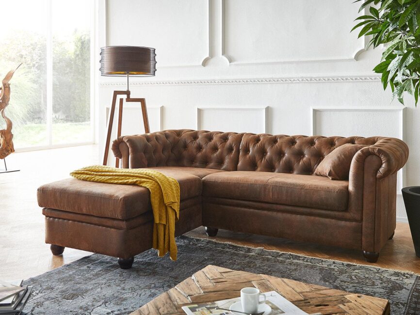 Norwich Vintage Chesterfield Brown Ottoman Left #20 - Duraster