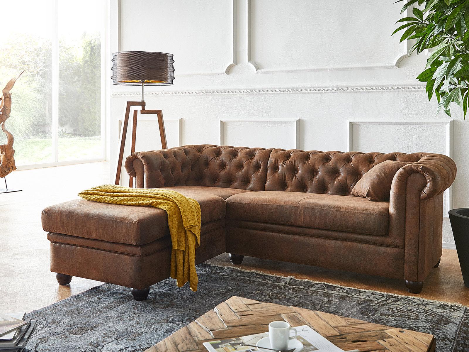 Norwich Vintage Chesterfield Brown Ottoman Left #20 - Duraster