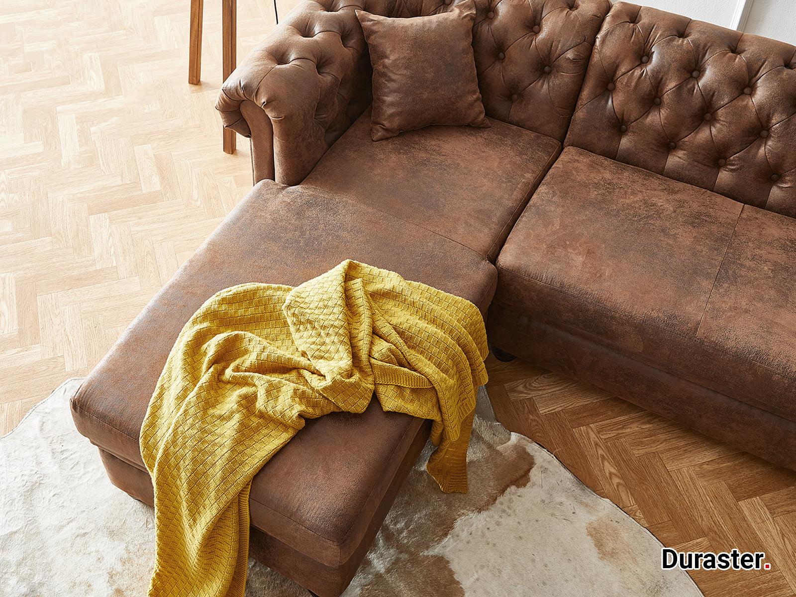 Norwich Vintage Chesterfield Brown Ottoman Left #20 - Duraster