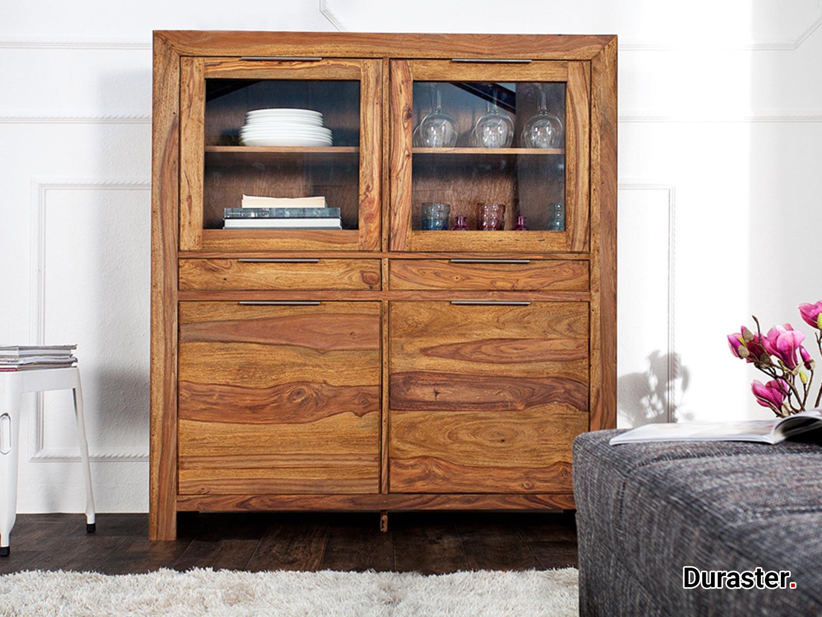 Rio Solid Sheesham Wood Glass Cabinet - Duraster