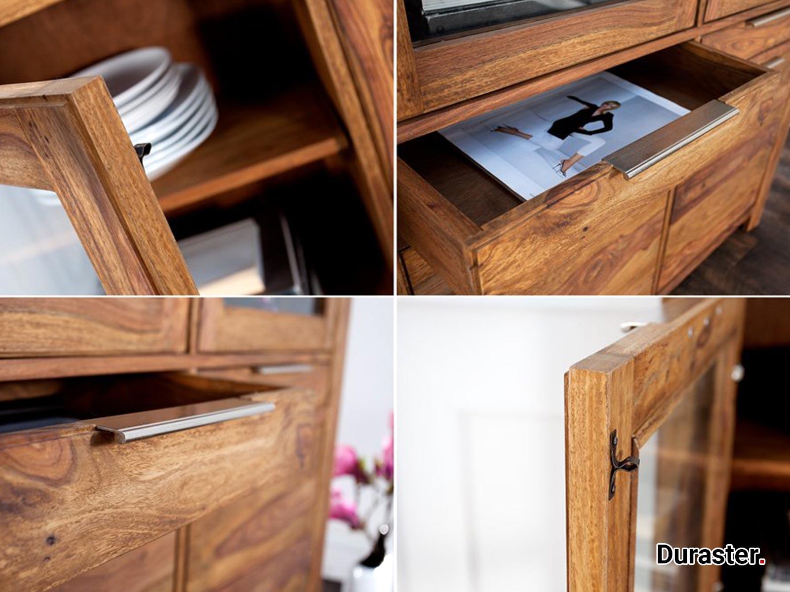 Rio Solid Sheesham Wood Glass Cabinet - Duraster