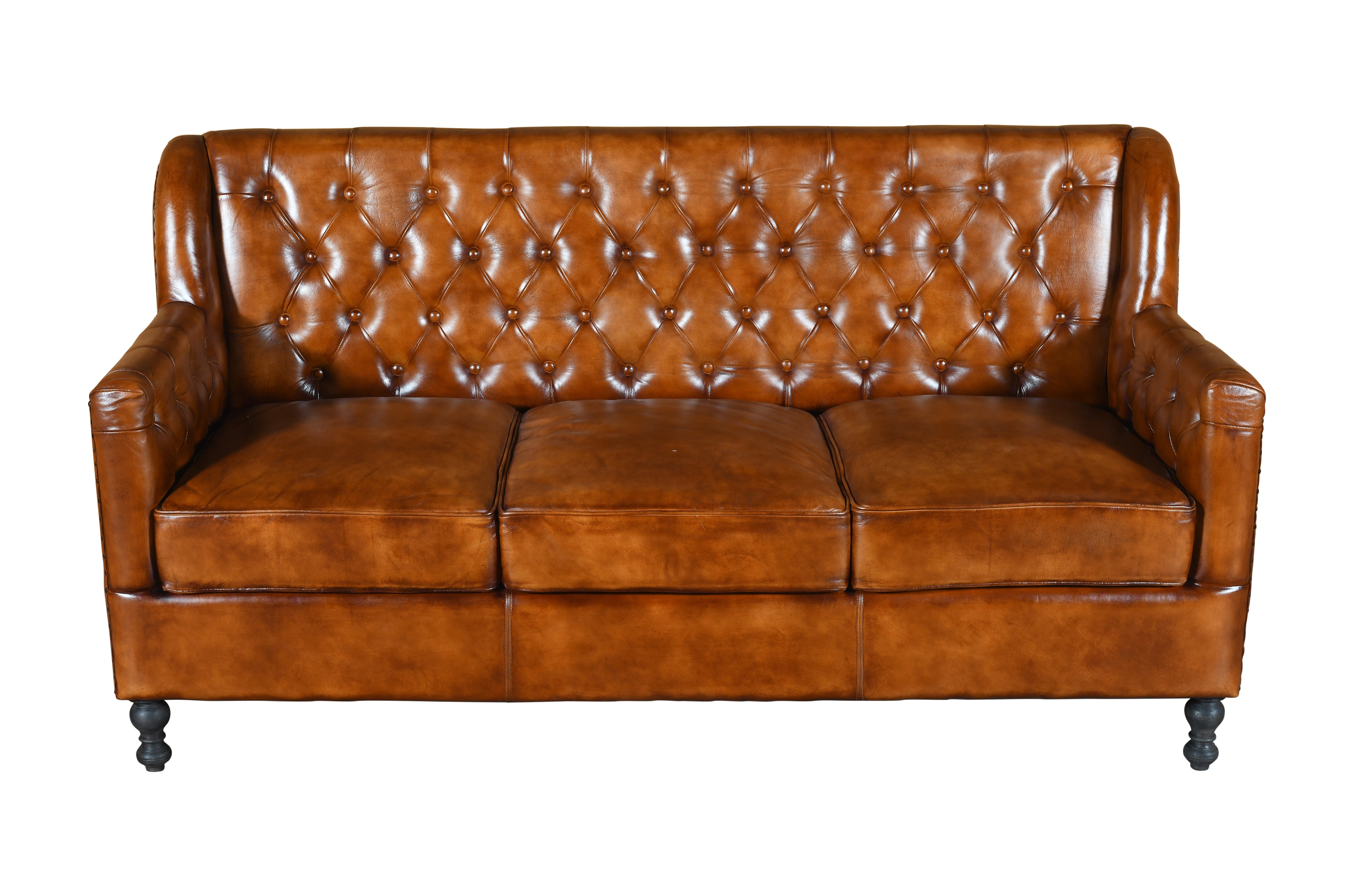 Duraster Chesterfield Colonial Vintage Brown Three Seater Sofas #99 - Image 2